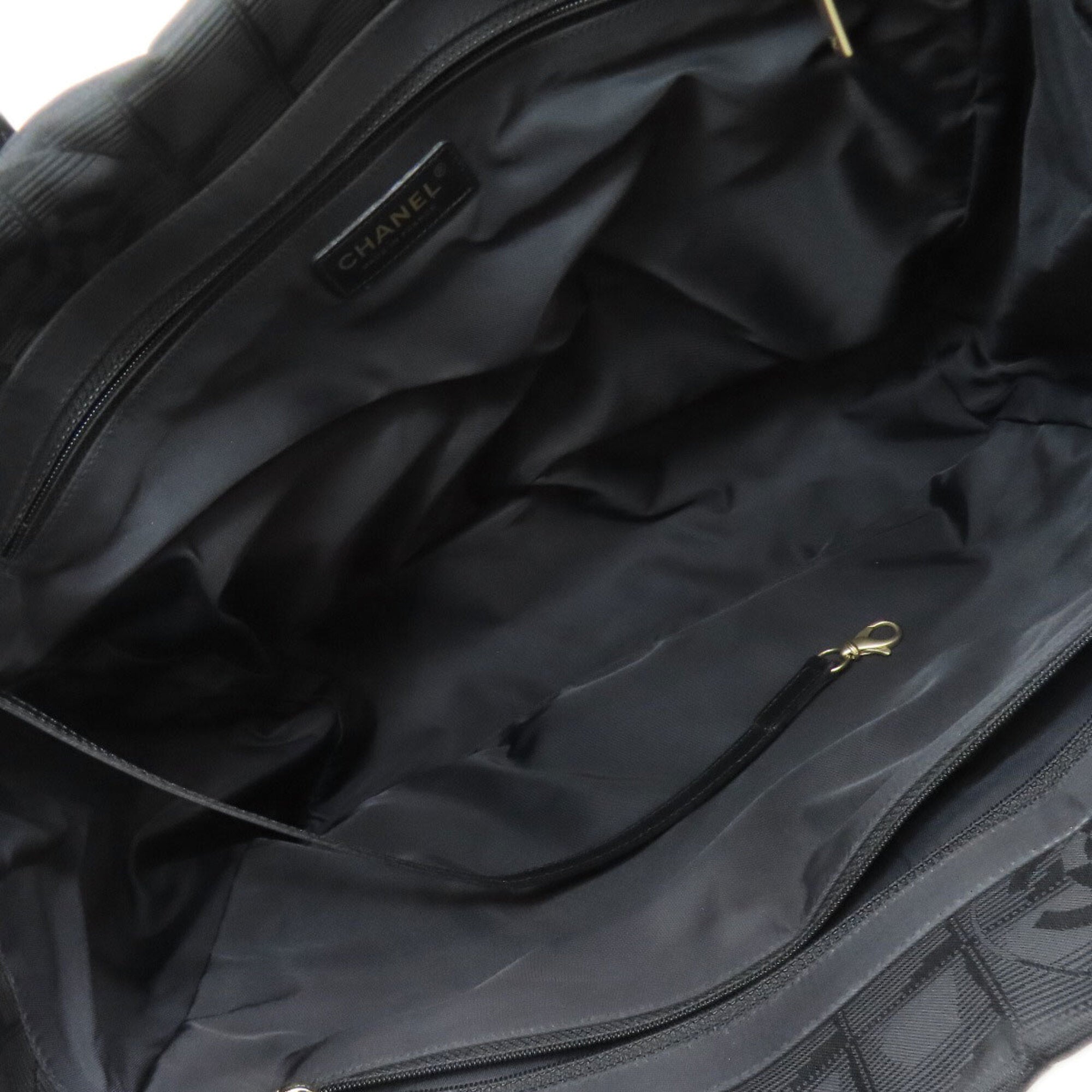 Chanel New Travel Line Black Nylon Jacquard Tote Bag (Pre-Owned)