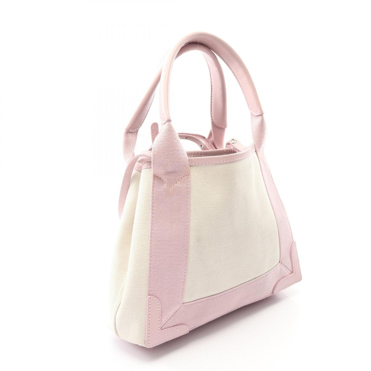 Balenciaga Ivory Pink Canvas Leather Handbag Pouch (Pre-Owned)