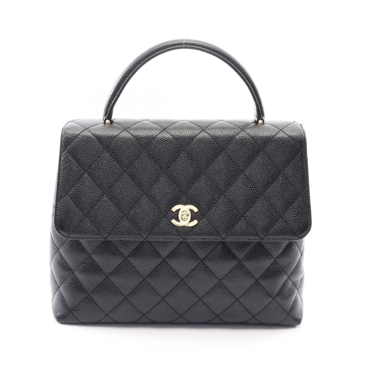 Chanel Black Grained Calfskin Handbag (Pre-Owned)