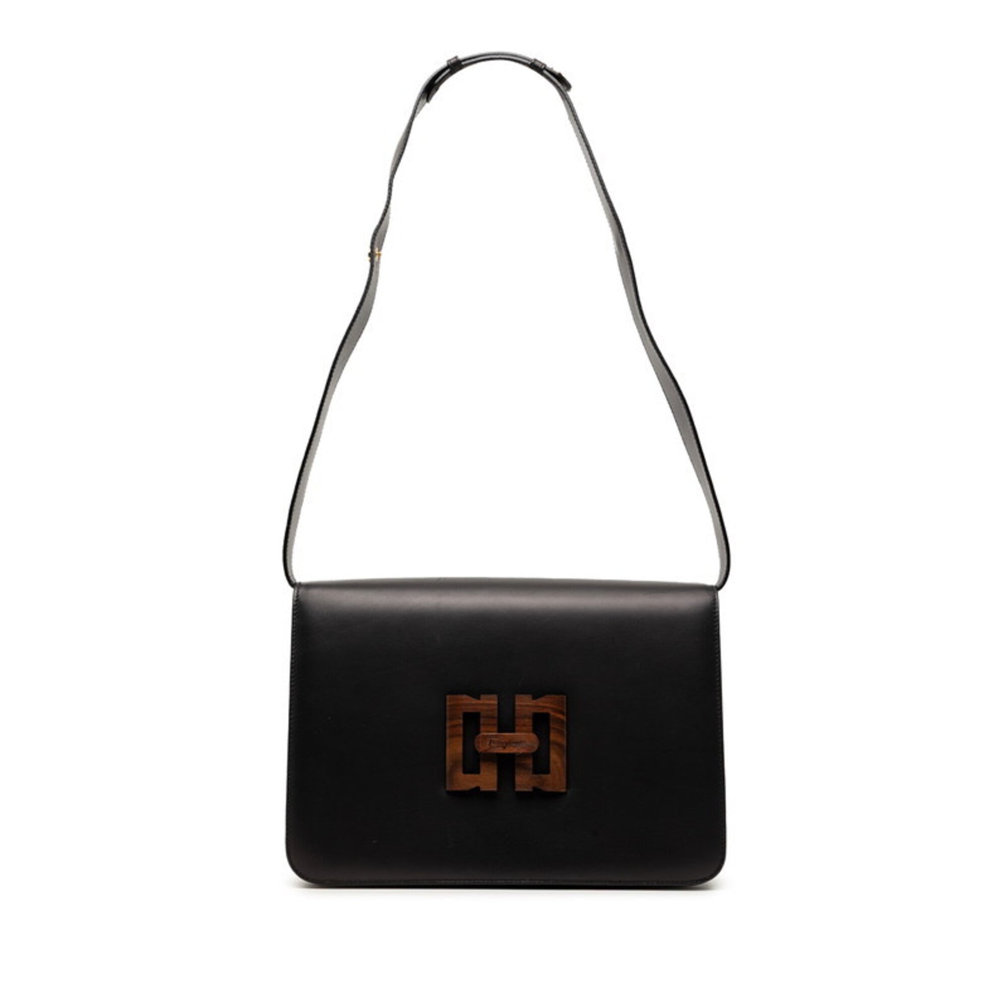Salvatore Ferragamo Black Leather Shoulder Bag (Pre-Owned)