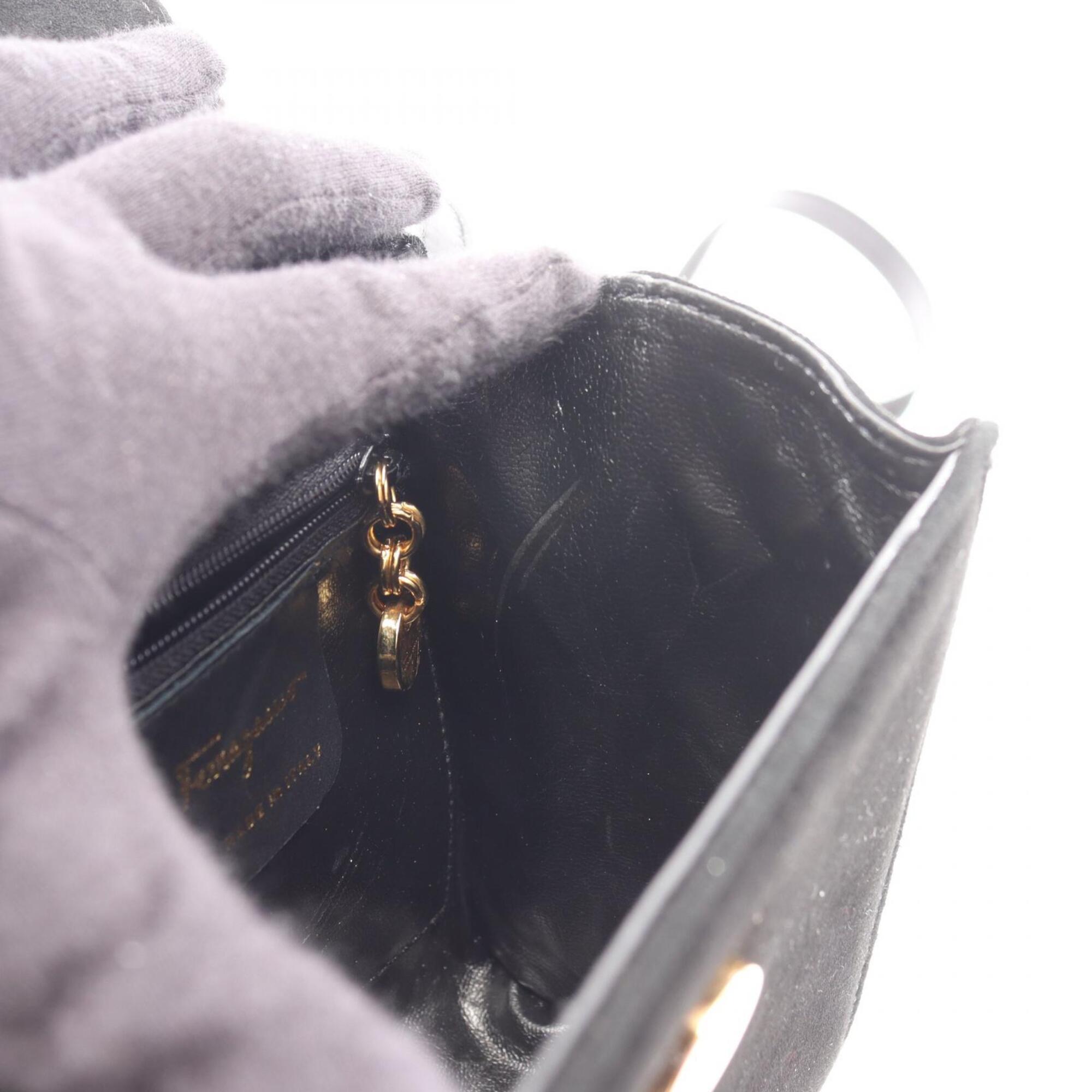 Salvatore Ferragamo Black Suede Handbag (Pre-Owned)
