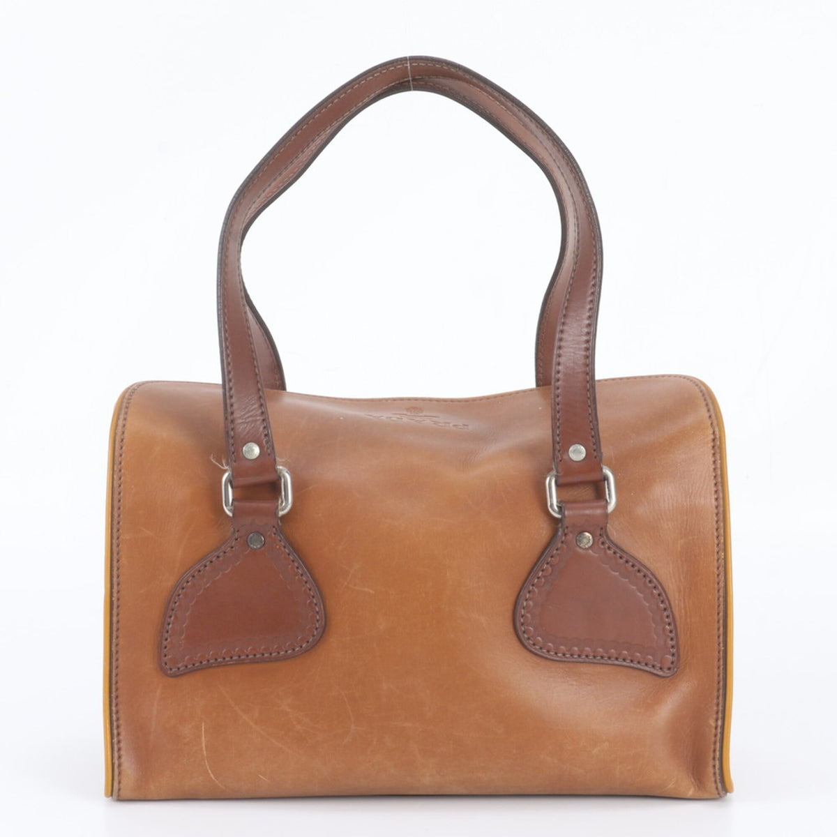 Prada Brown Leather Handbag Shoulder Bag Tote Bag (Pre-Owned)