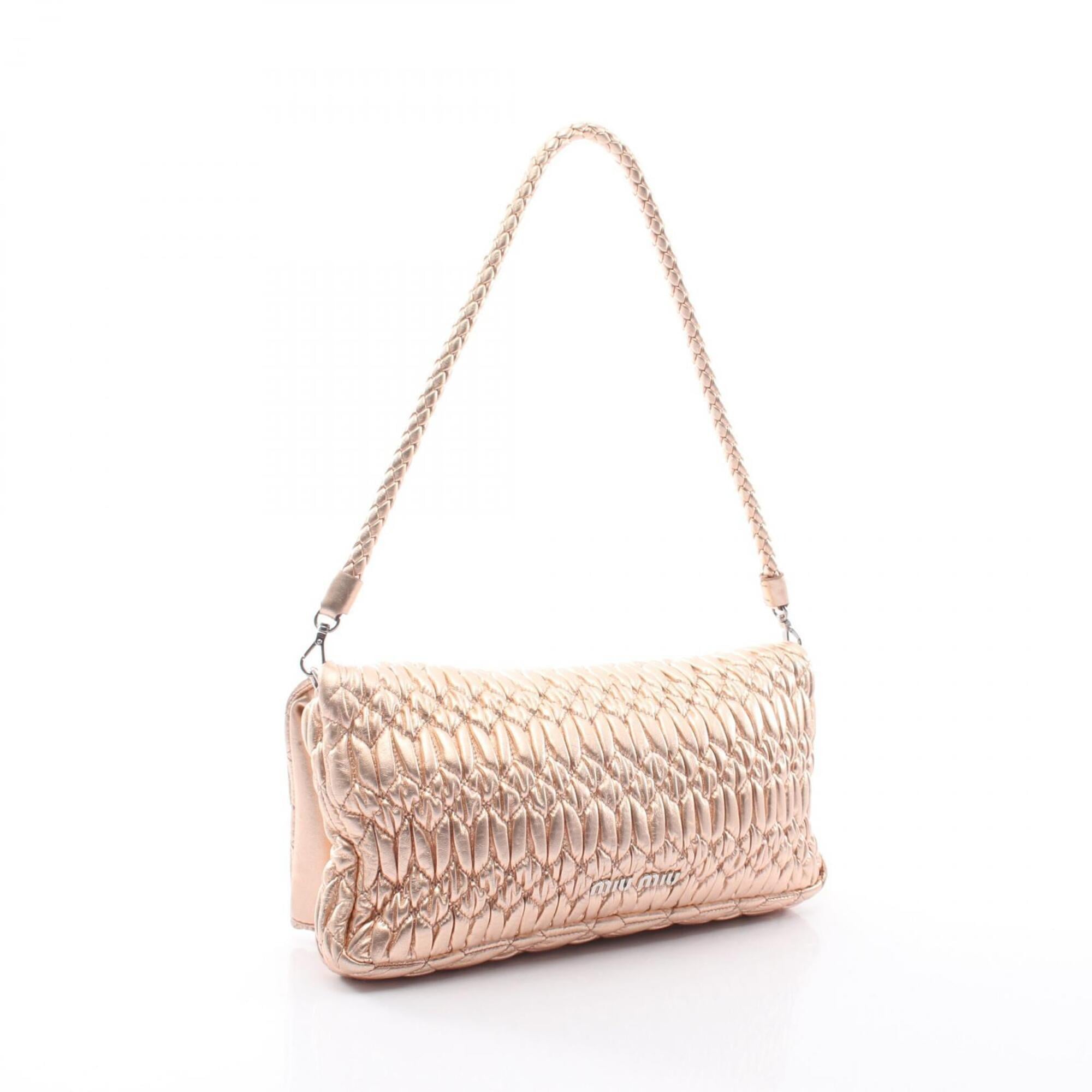 Miu Miu Gold Leather Handbag Shoulder Bag (Pre-Owned)