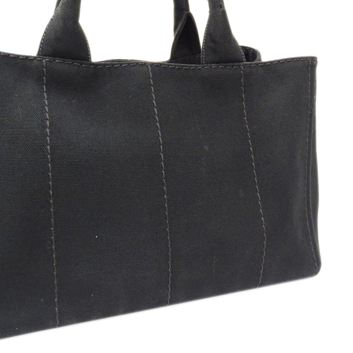 Prada Canapa Black Canvas Handbag Shoulder Bag Tote Bag (Pre-Owned)
