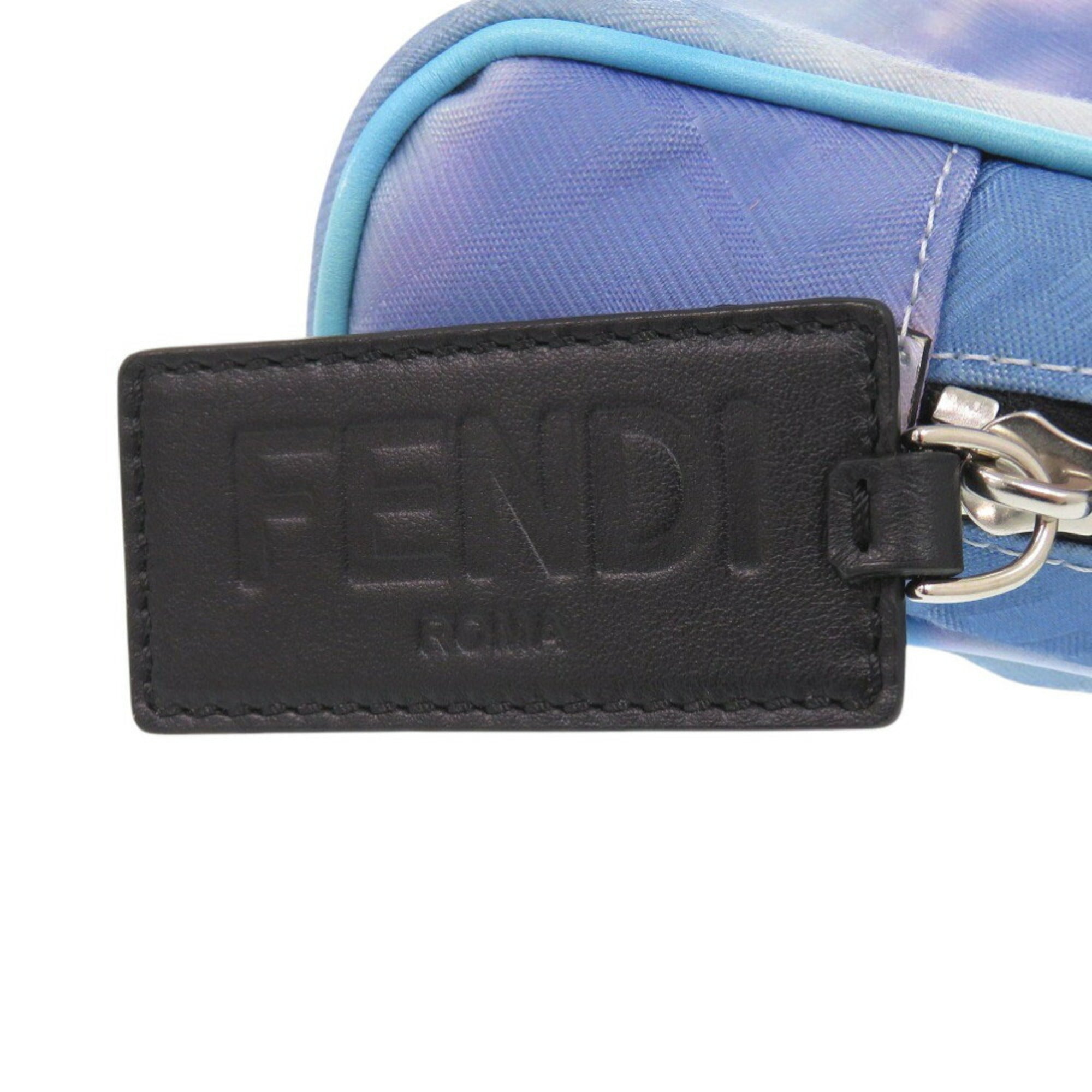 Fendi Light Blue Purple Yellow Fabric Leather Pouch (Pre-Owned)