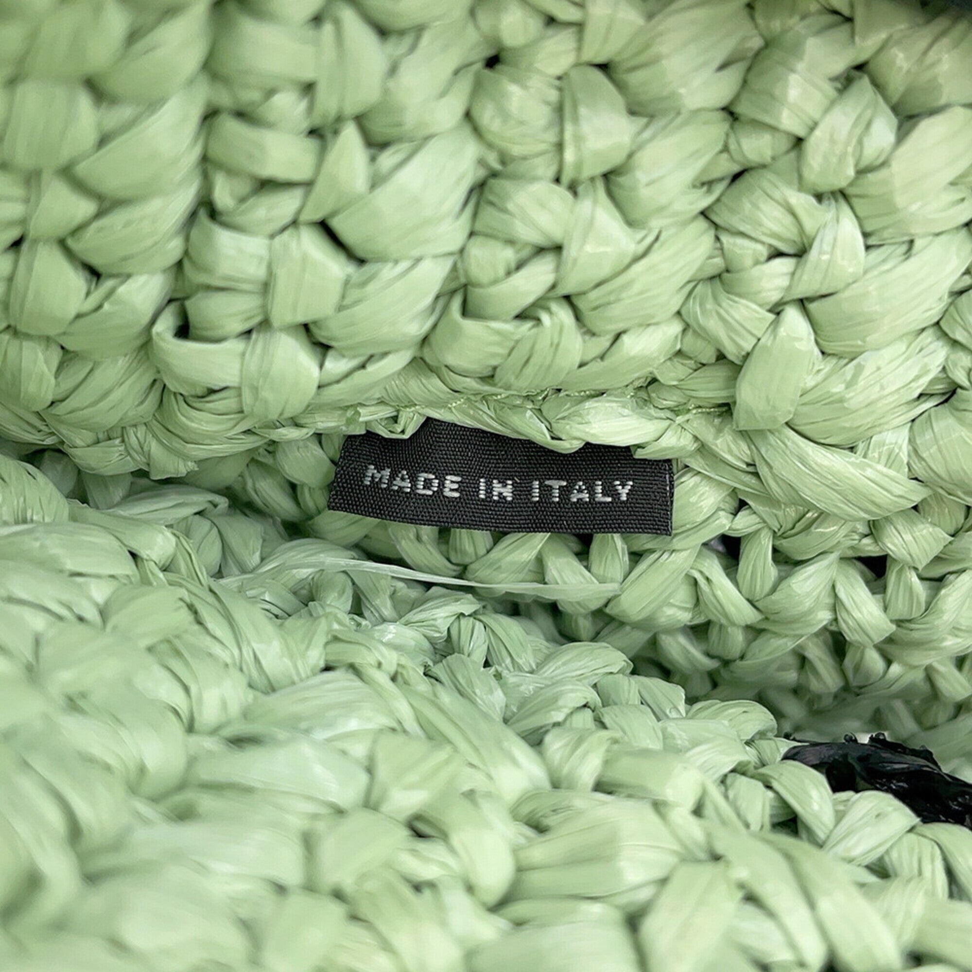 Prada Green Raffia Handbag Tote Bag (Pre-Owned)