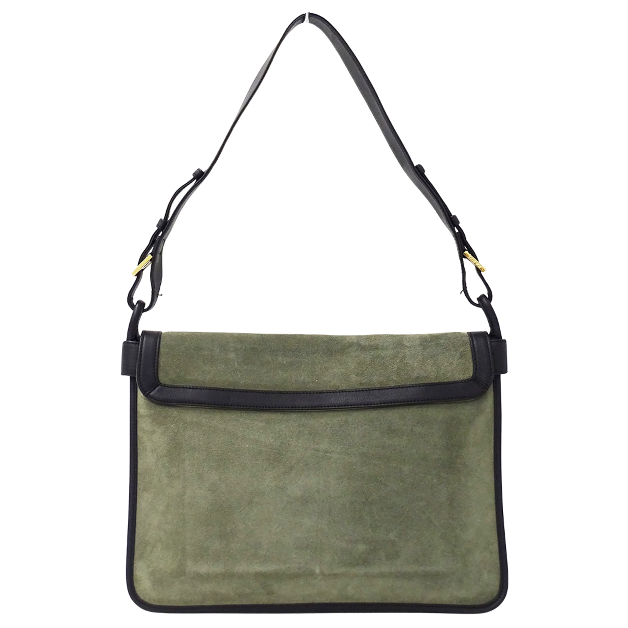 Loewe Black Green Suede Handbag Shoulder Bag (Pre-Owned)