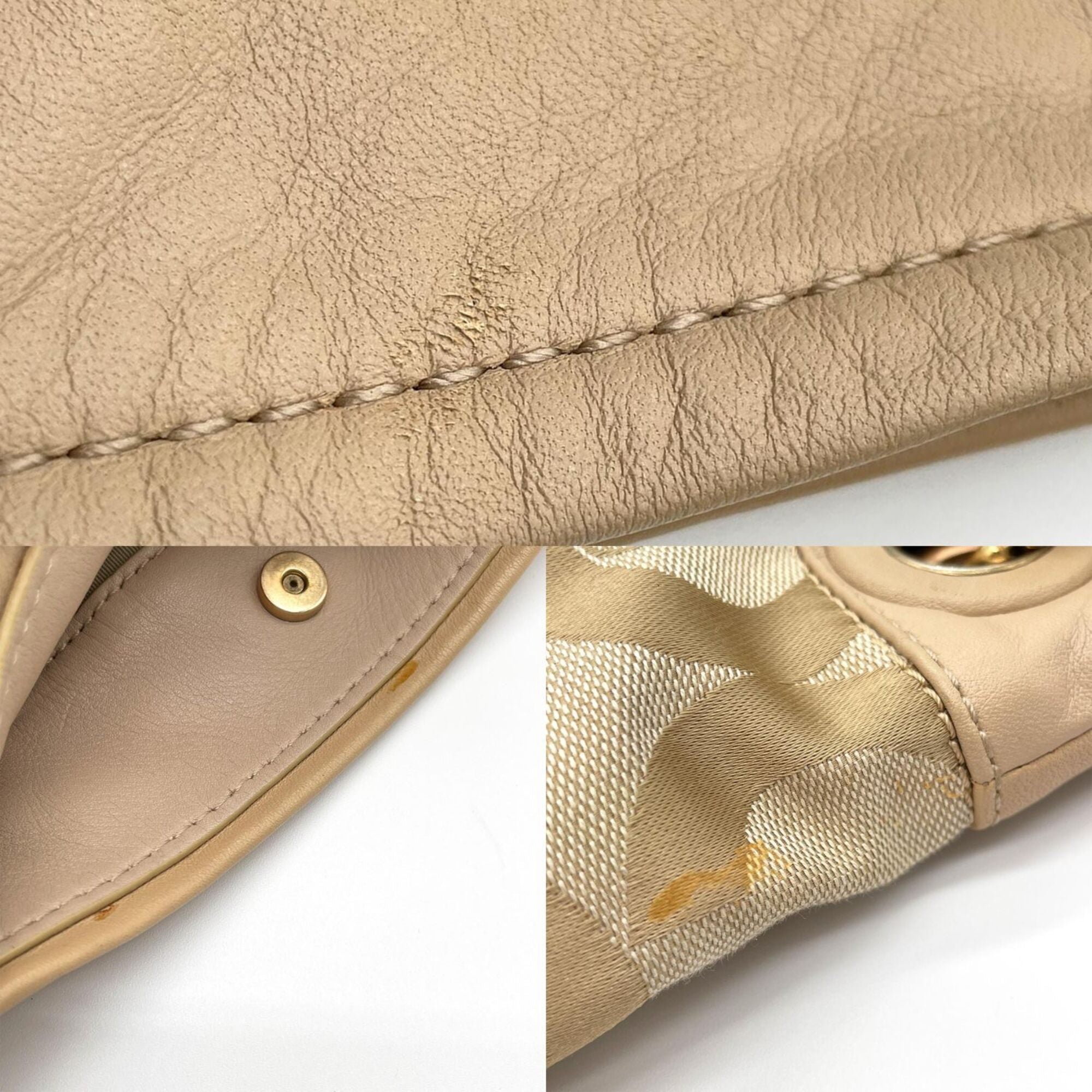 Coach Beige Canvas Leather Shoulder Bag (Pre-Owned)