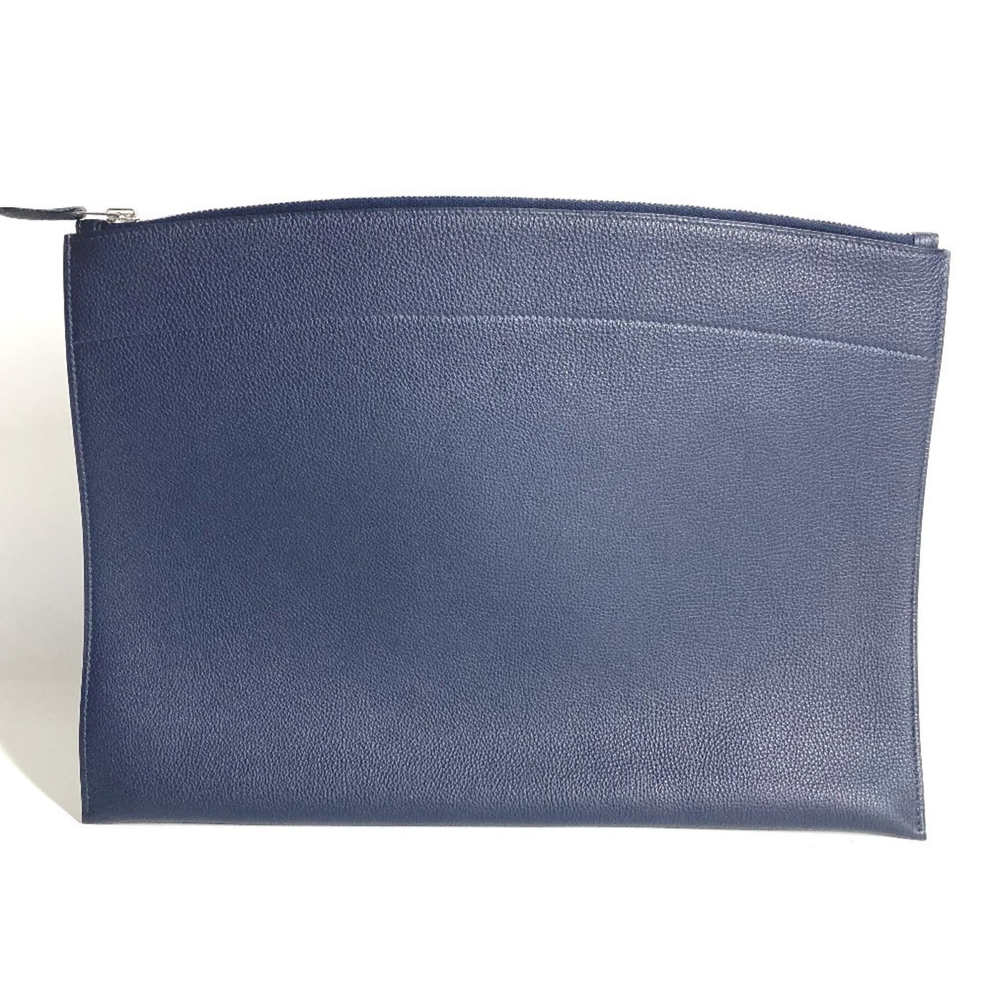 Hermes Blue Nuit Togo Leather Clutch Bag Handbag Pochette Pouch (Pre-Owned)