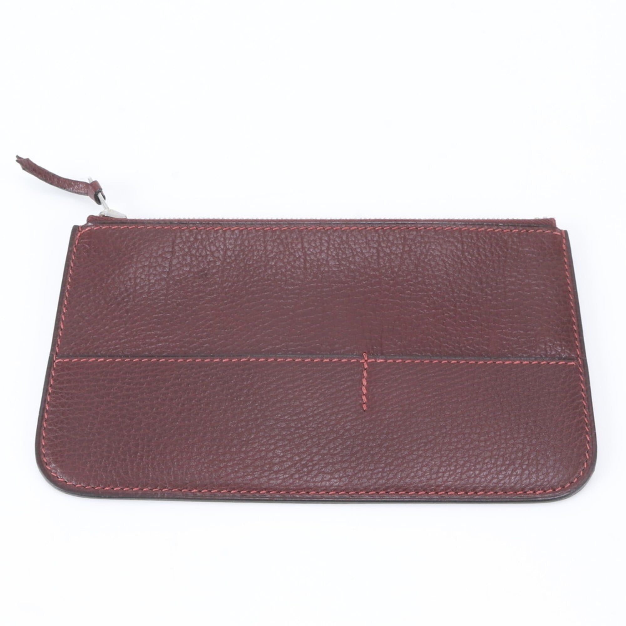 Hermes Red Color Wine Leather Long Wallet (Bi-Fold) (Pre-Owned)