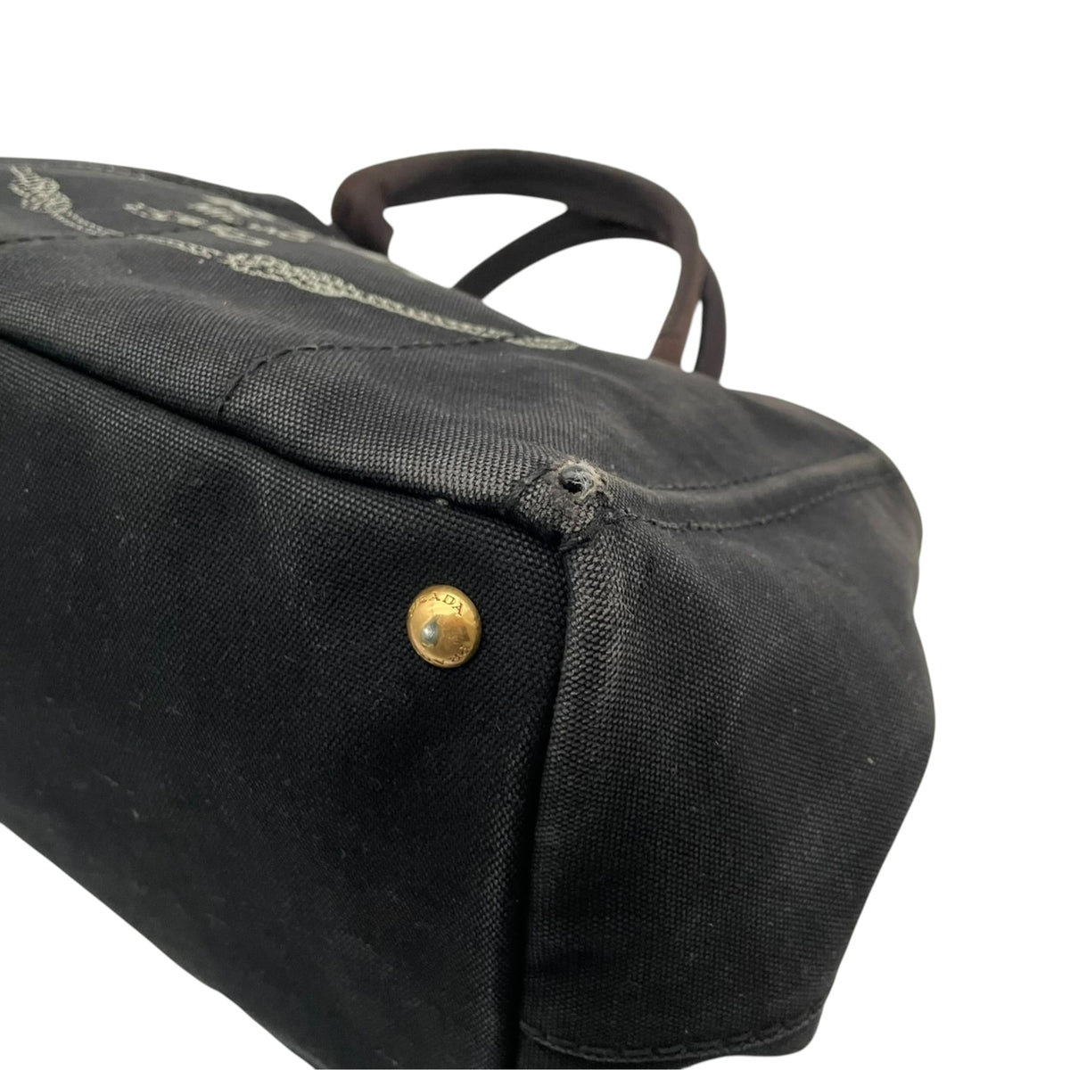 Prada Black Canvas Handbag Tote Bag (Pre-Owned)