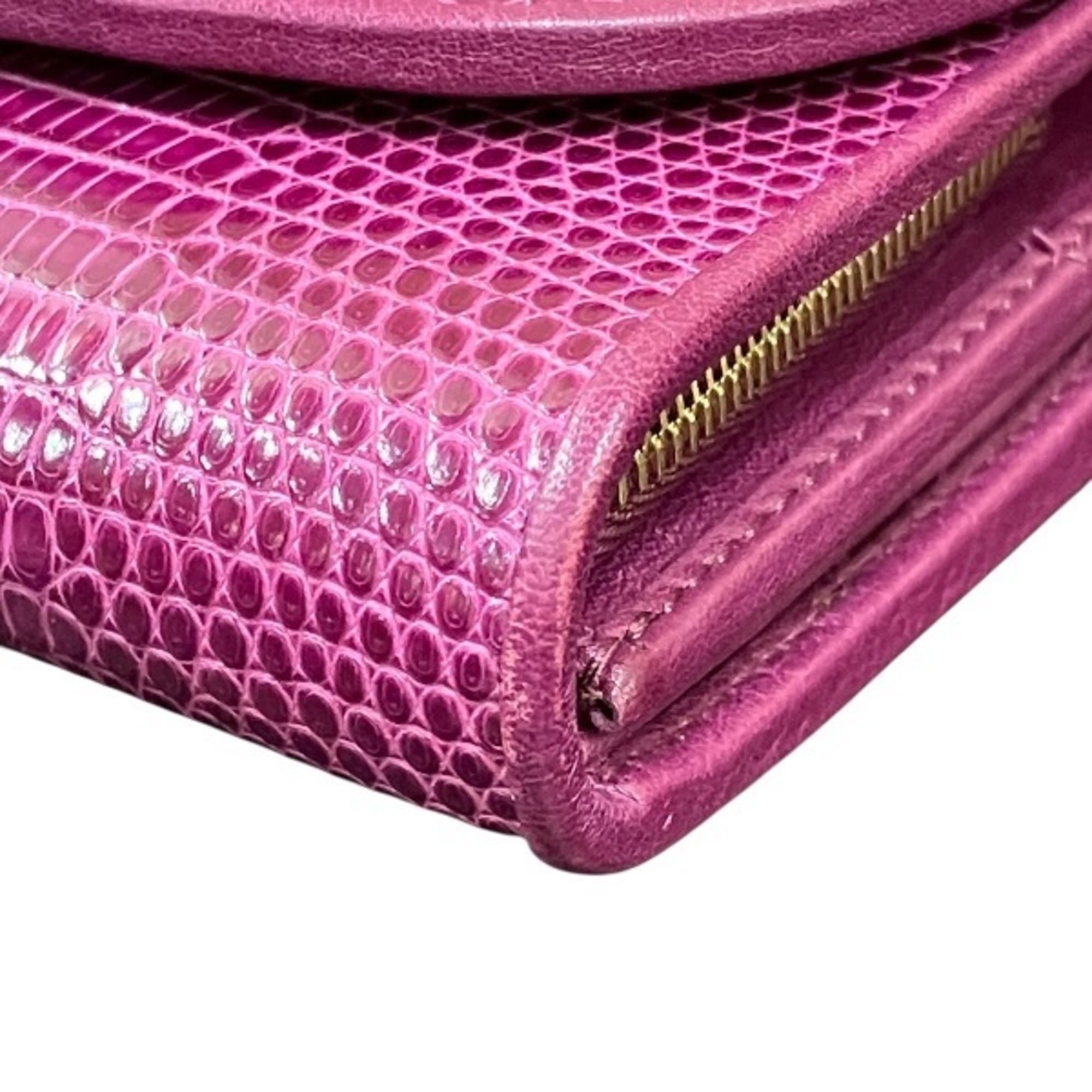 Gucci Pink Purple Red Color Leather Long Wallet (Bi-Fold) (Pre-Owned)