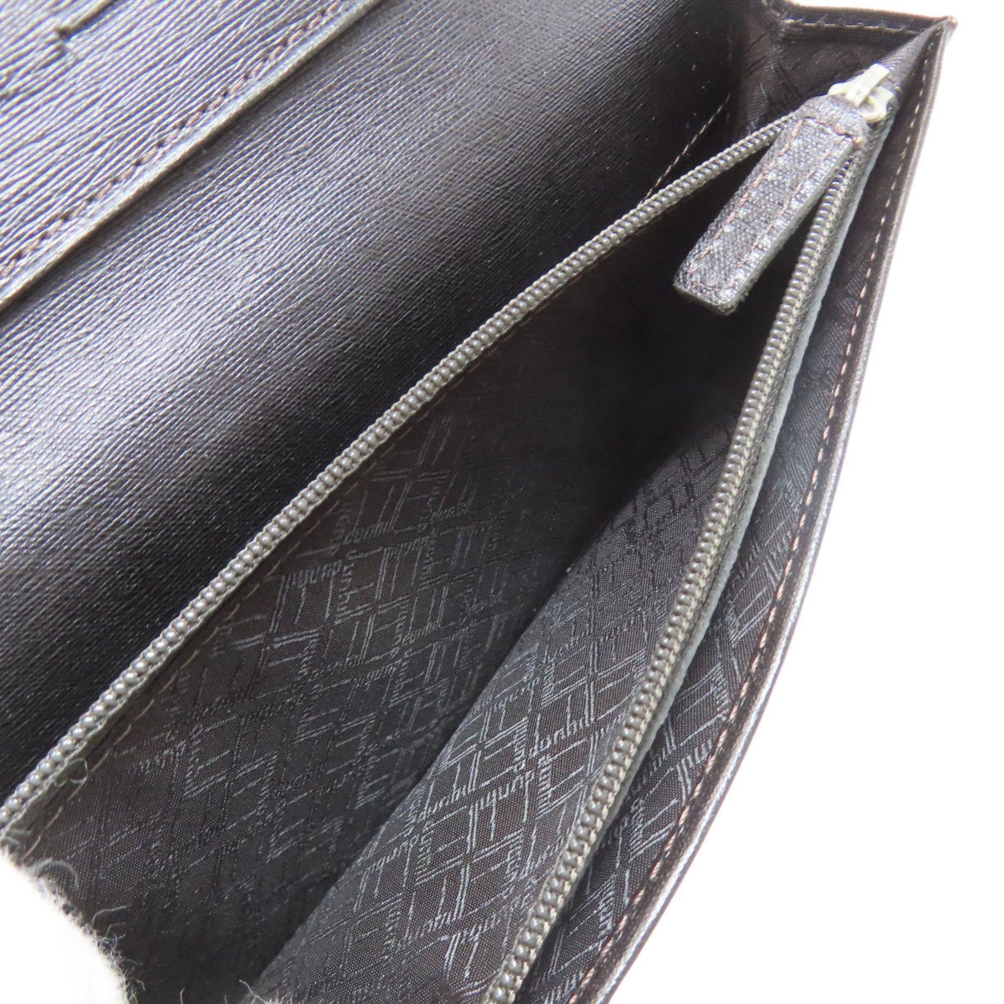 Dunhill Dark Brown Leather Long Wallet (Bi-Fold) (Pre-Owned)
