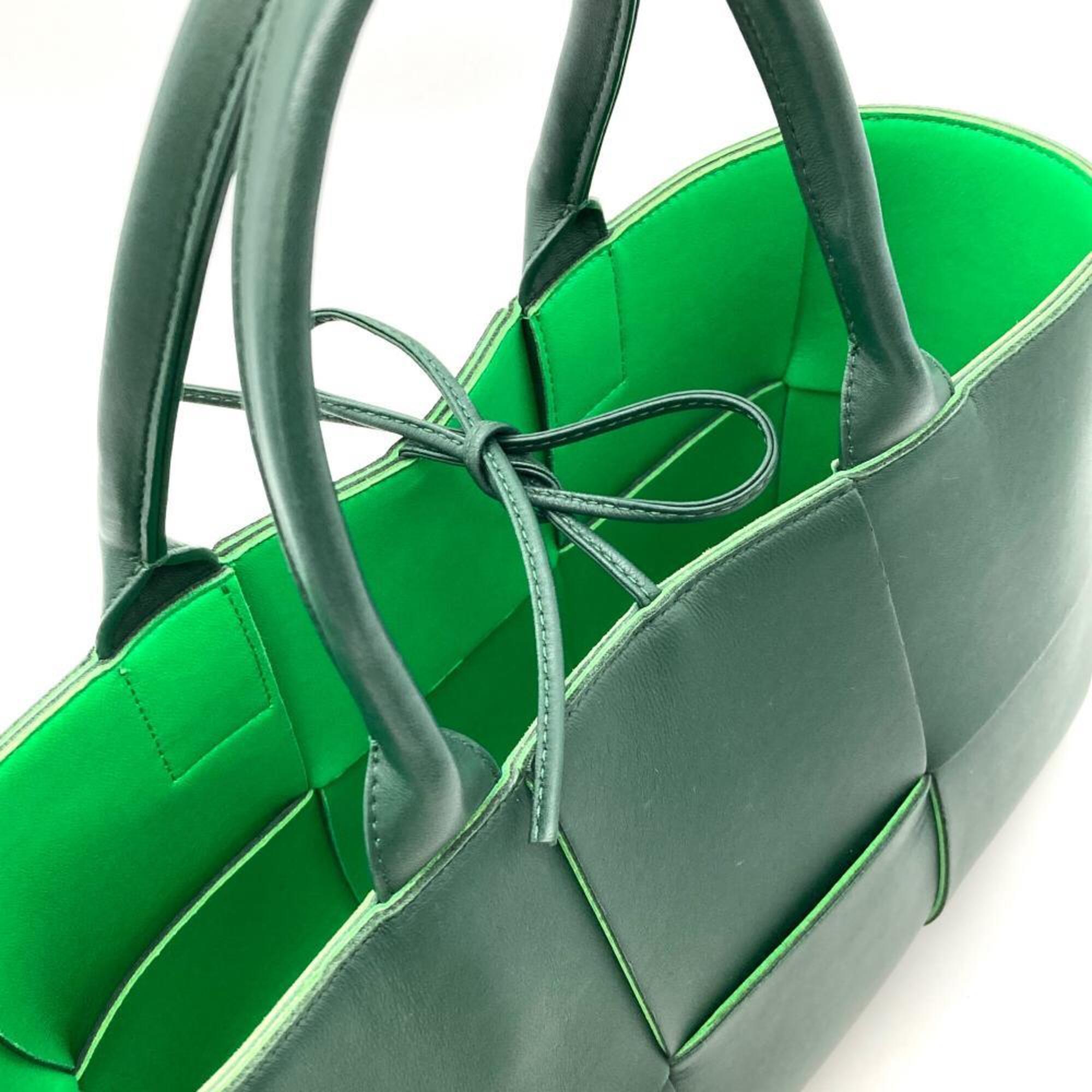 Bottega Veneta Green Leather Handbag Pouch Tote Bag (Pre-Owned)