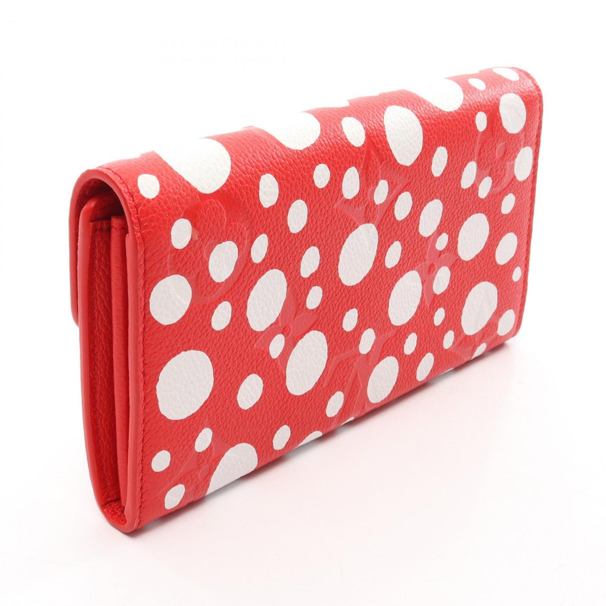 Louis Vuitton Red Color White Leather Long Wallet (Bi-Fold) (Pre-Owned)