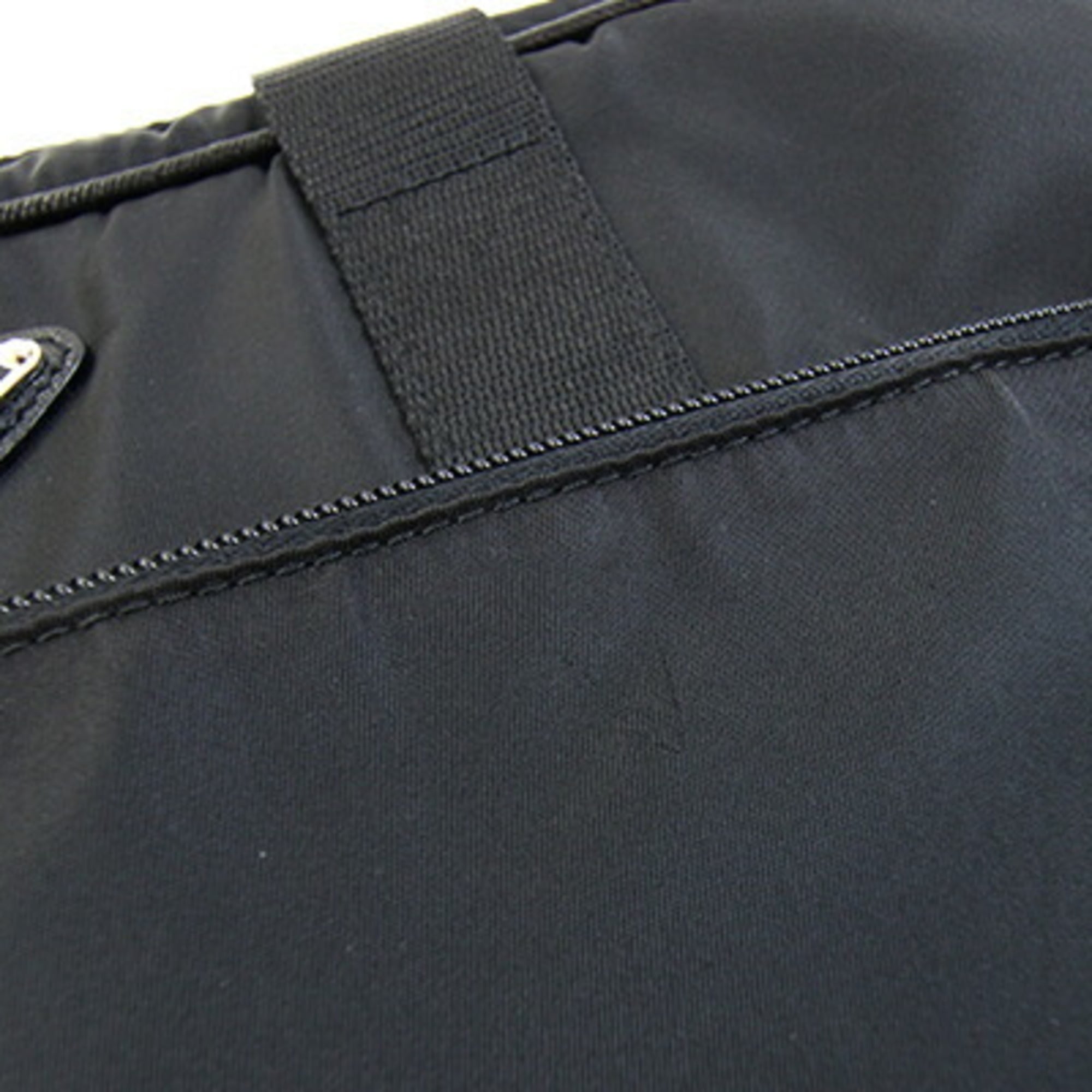 Prada Black Nylon Nylon Canvas Leather Briefcase (Pre-Owned)