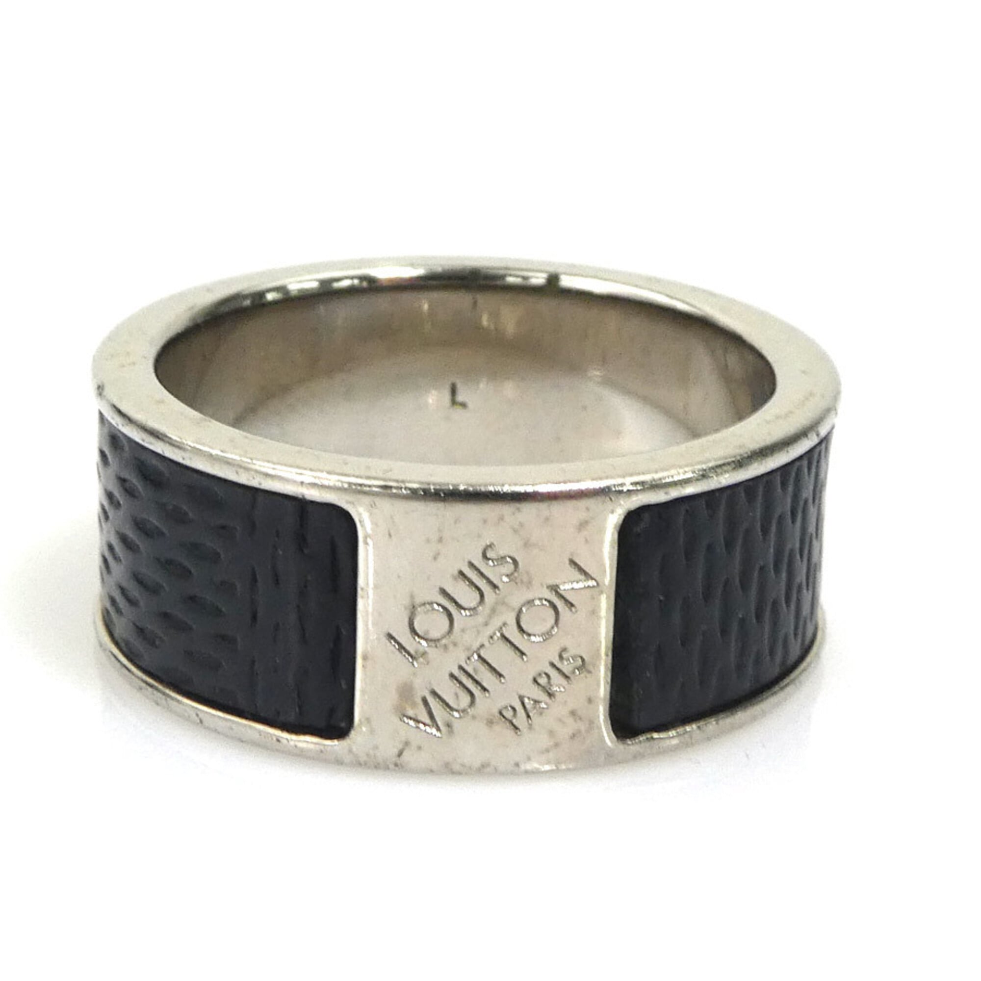 Louis Vuitton Black Damier Canvas Metal Band Ring (Pre-Owned)