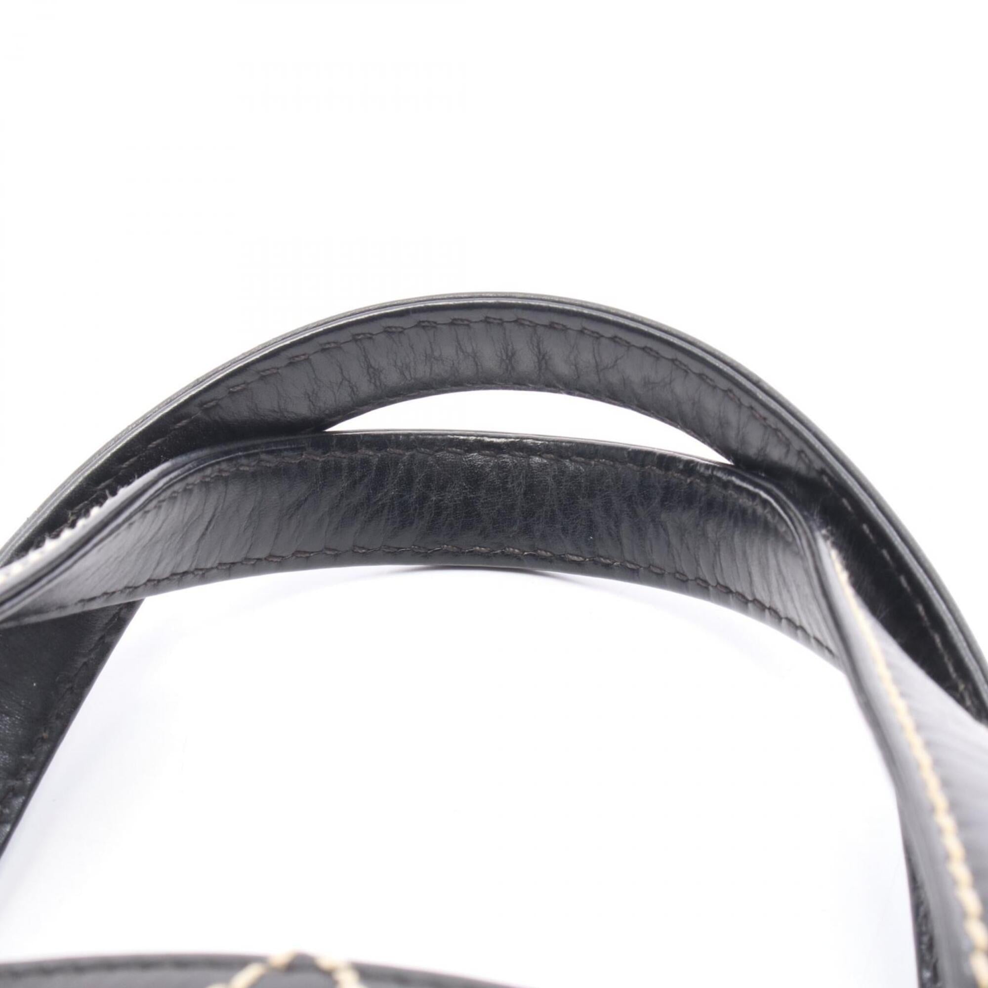 Chanel Black Leather Handbag Tote Bag (Pre-Owned)