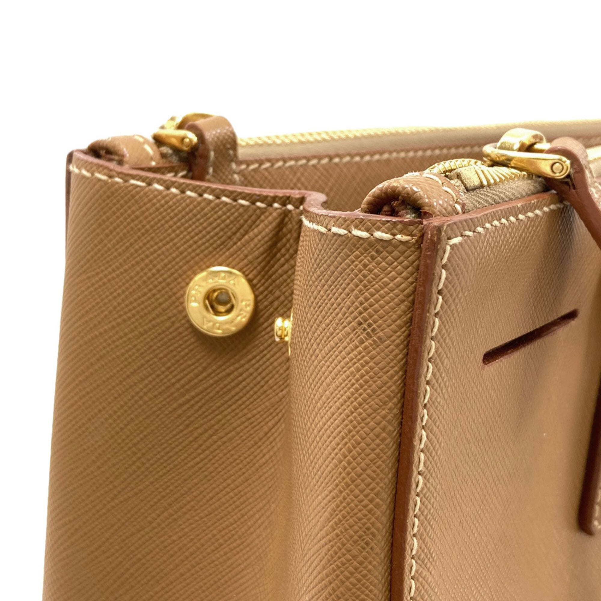 Prada Brown Saffiano Triangle Handbag (Pre-Owned)