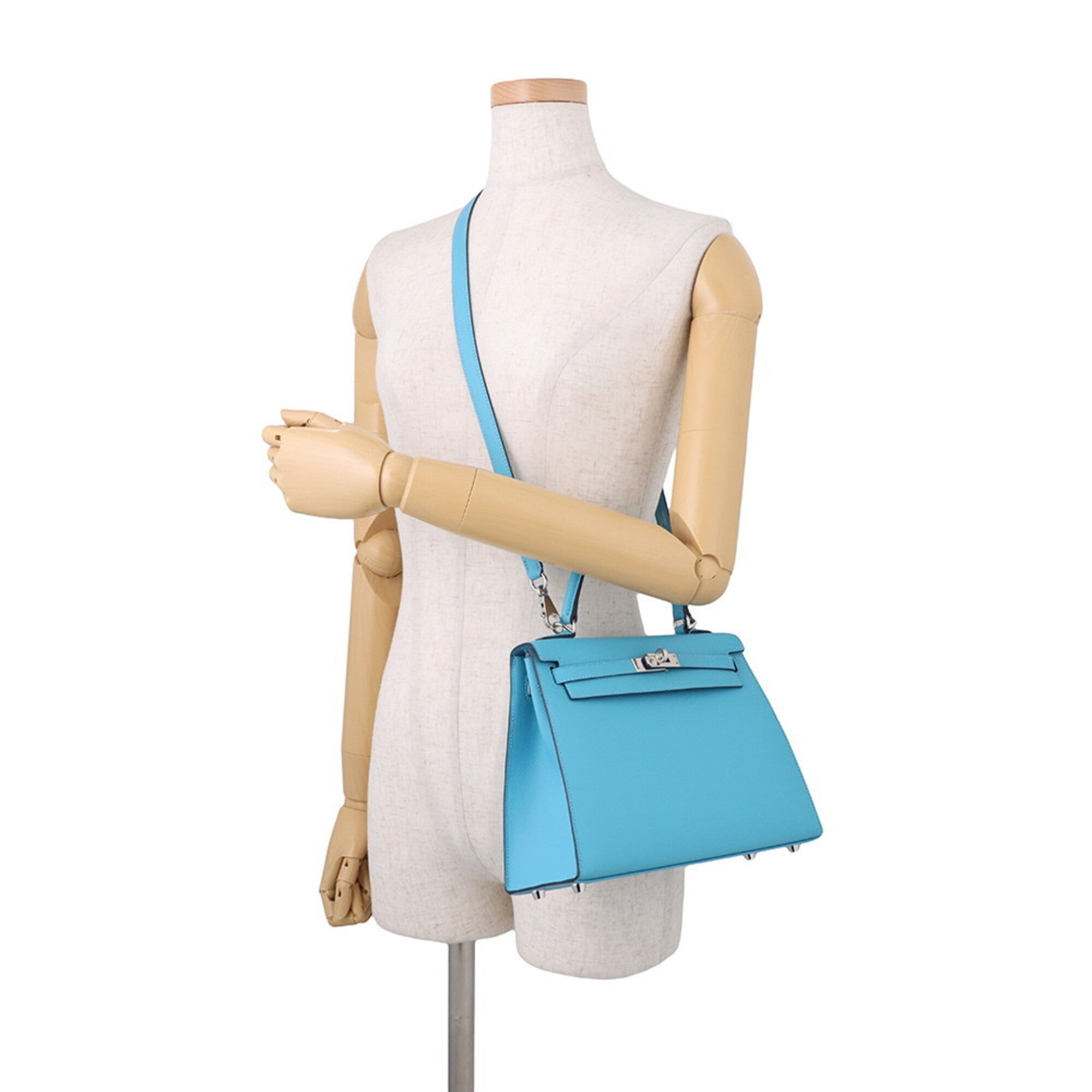 Hermes Blue Epsom Leather Handbag (Pre-Owned)