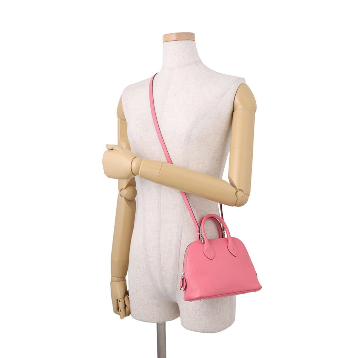 Hermes Bolide Rose Azalee Chevre Myzore Leather Handbag (Pre-Owned)
