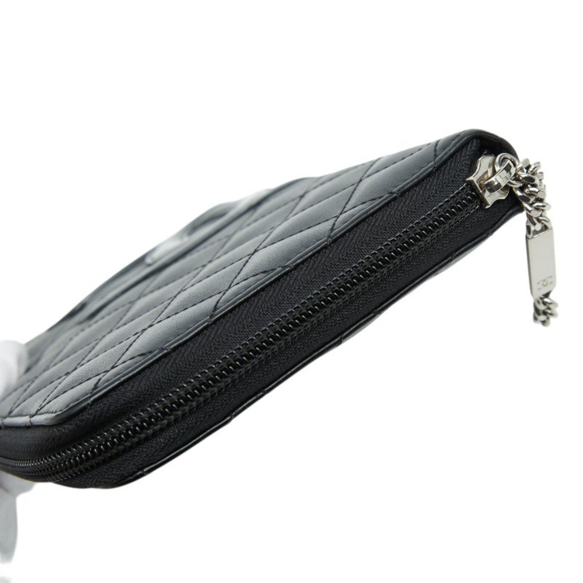 Chanel Black Leather Long Wallet (Bi-Fold) (Pre-Owned)