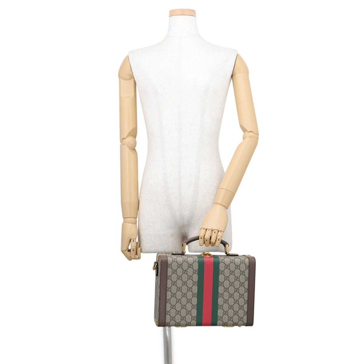 Gucci Beige Brown Green Gg Supreme Leather Handbag Shoulder Bag (Pre-Owned)