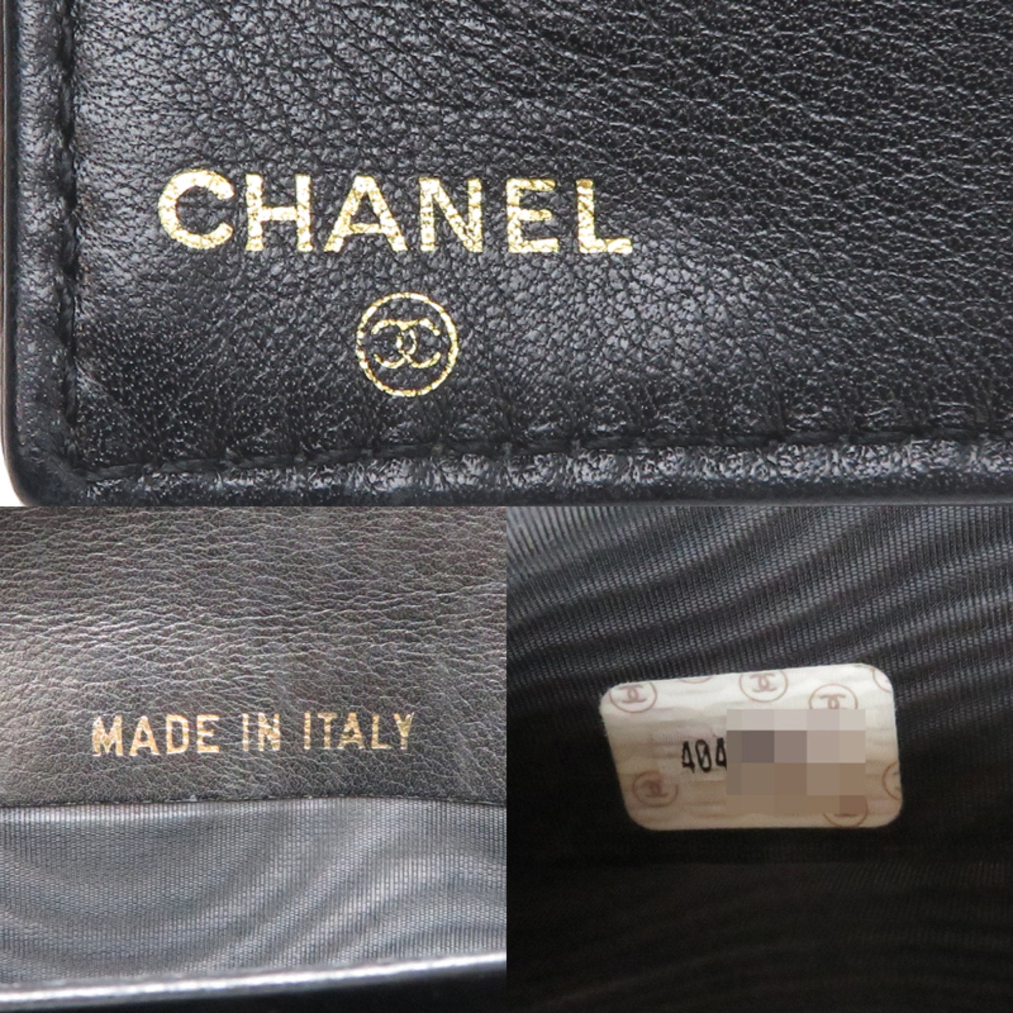 Chanel Black Grained Calfskin Long Wallet (Bi-Fold) (Pre-Owned)