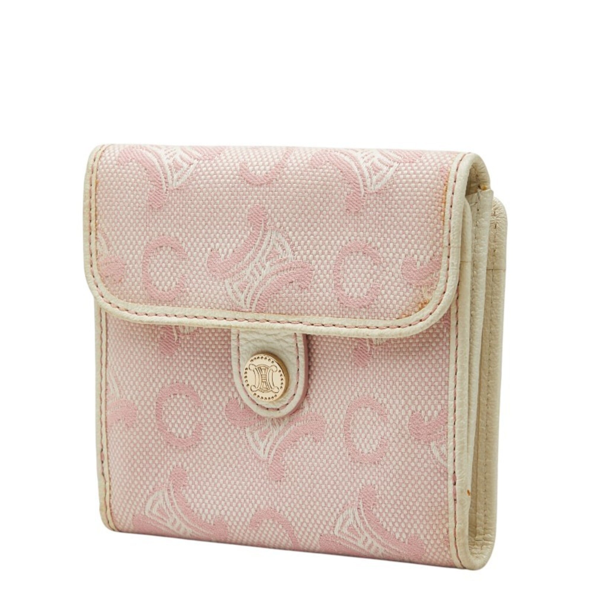 Celine Pink White Canvas Leather Wallet (Bi-Fold) (Pre-Owned)