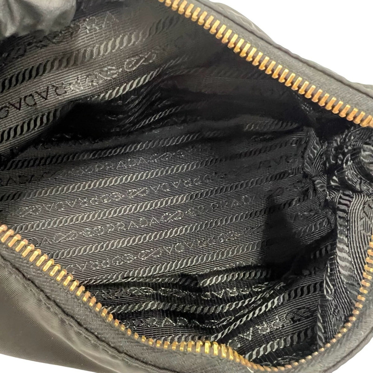 Prada Black Nylon Leather Handbag Pouch (Pre-Owned)