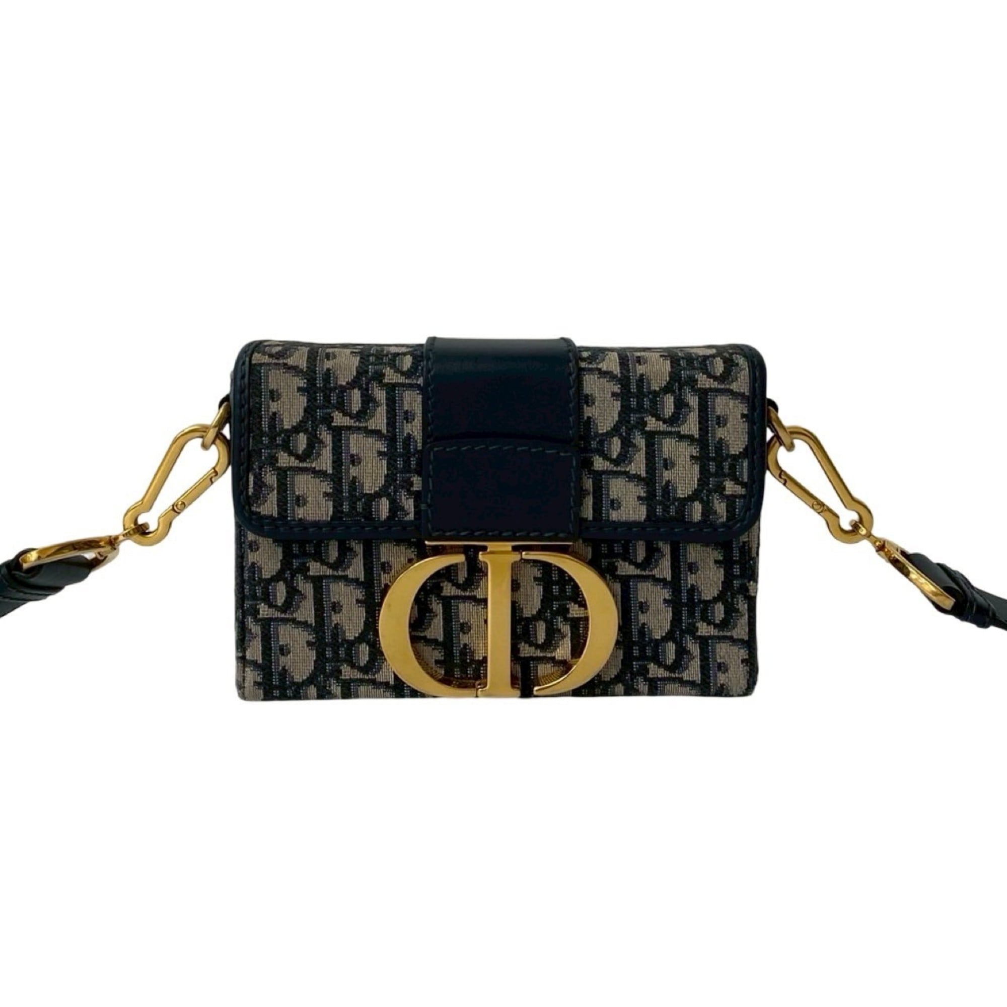 Christian Dior Navy Leather Canvas Shoulder Bag (Pre-Owned)
