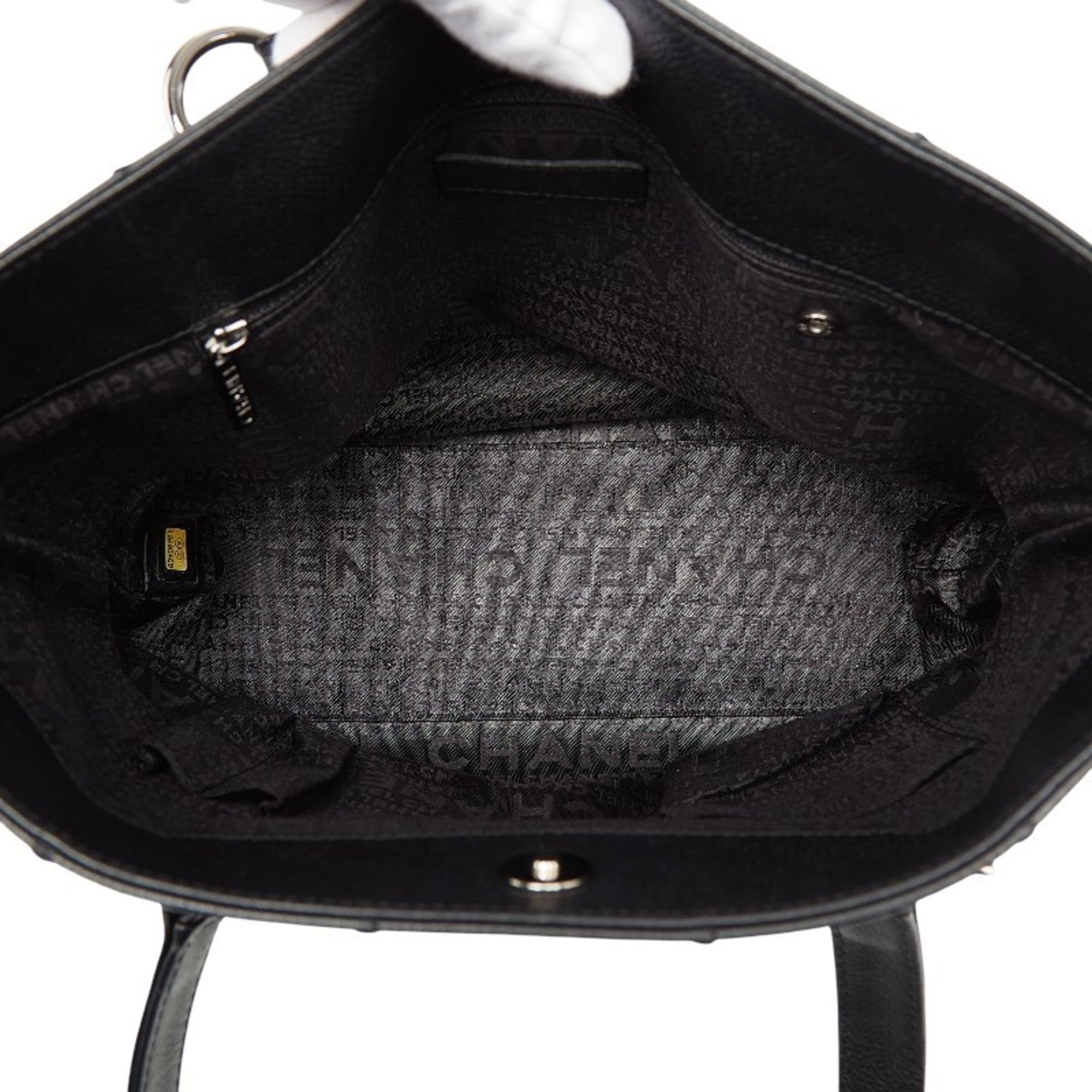 Chanel Black Grained Calfskin Handbag Tote Bag (Pre-Owned)