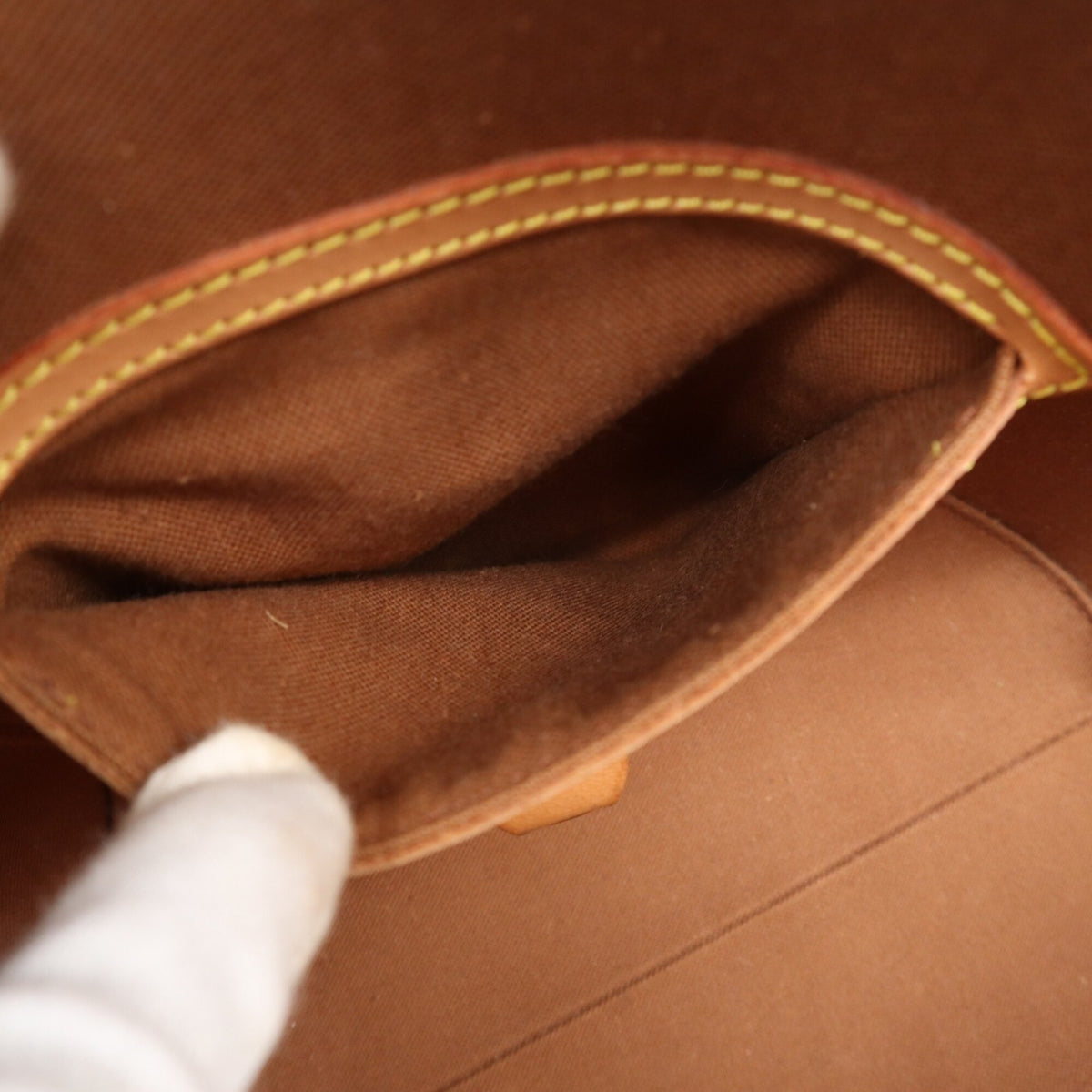 Louis Vuitton Beige Brown Monogram Coated Canvas Leather Handbag (Pre-Owned)