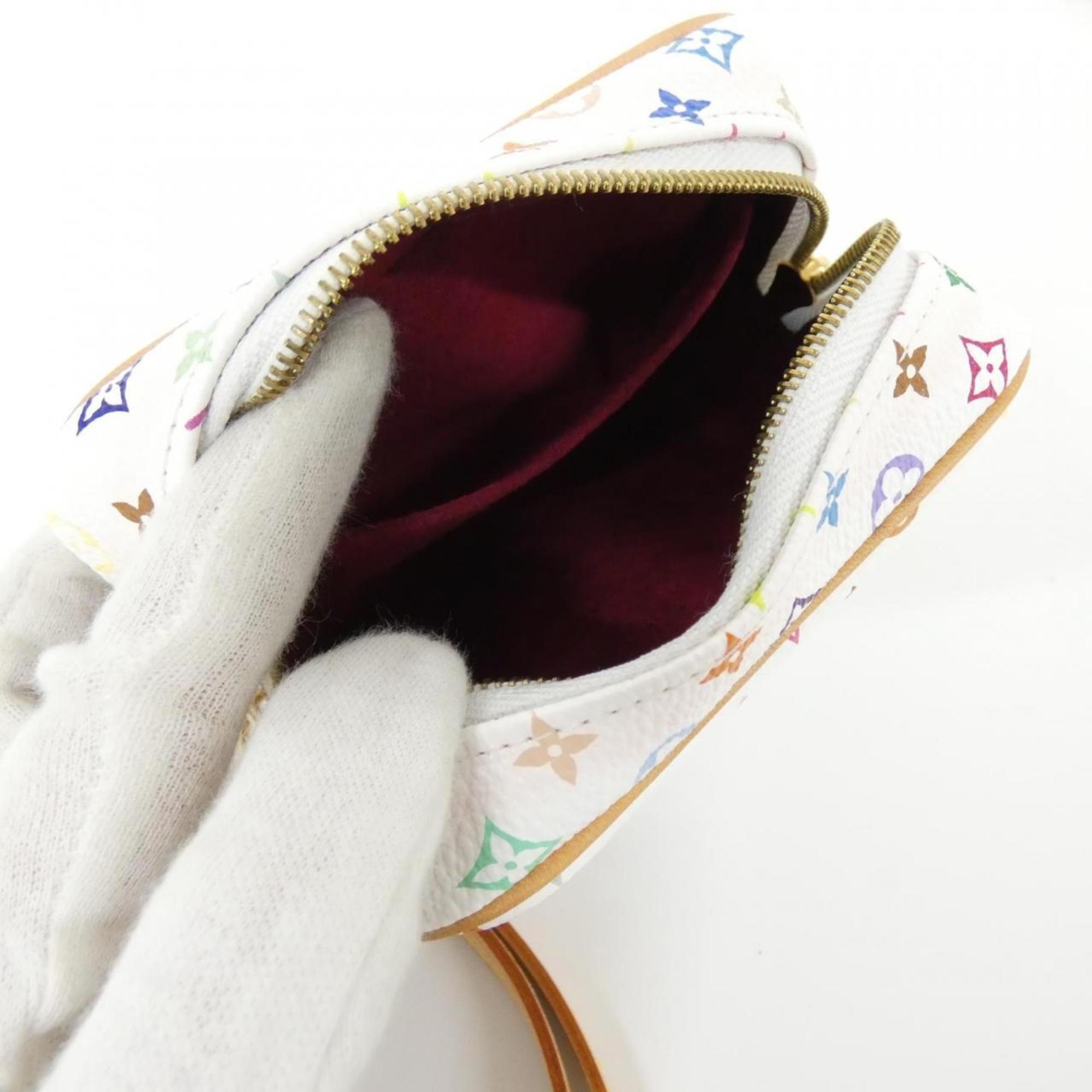 Louis Vuitton Multi-Color White Coated Canvas Handbag Pouch (Pre-Owned)