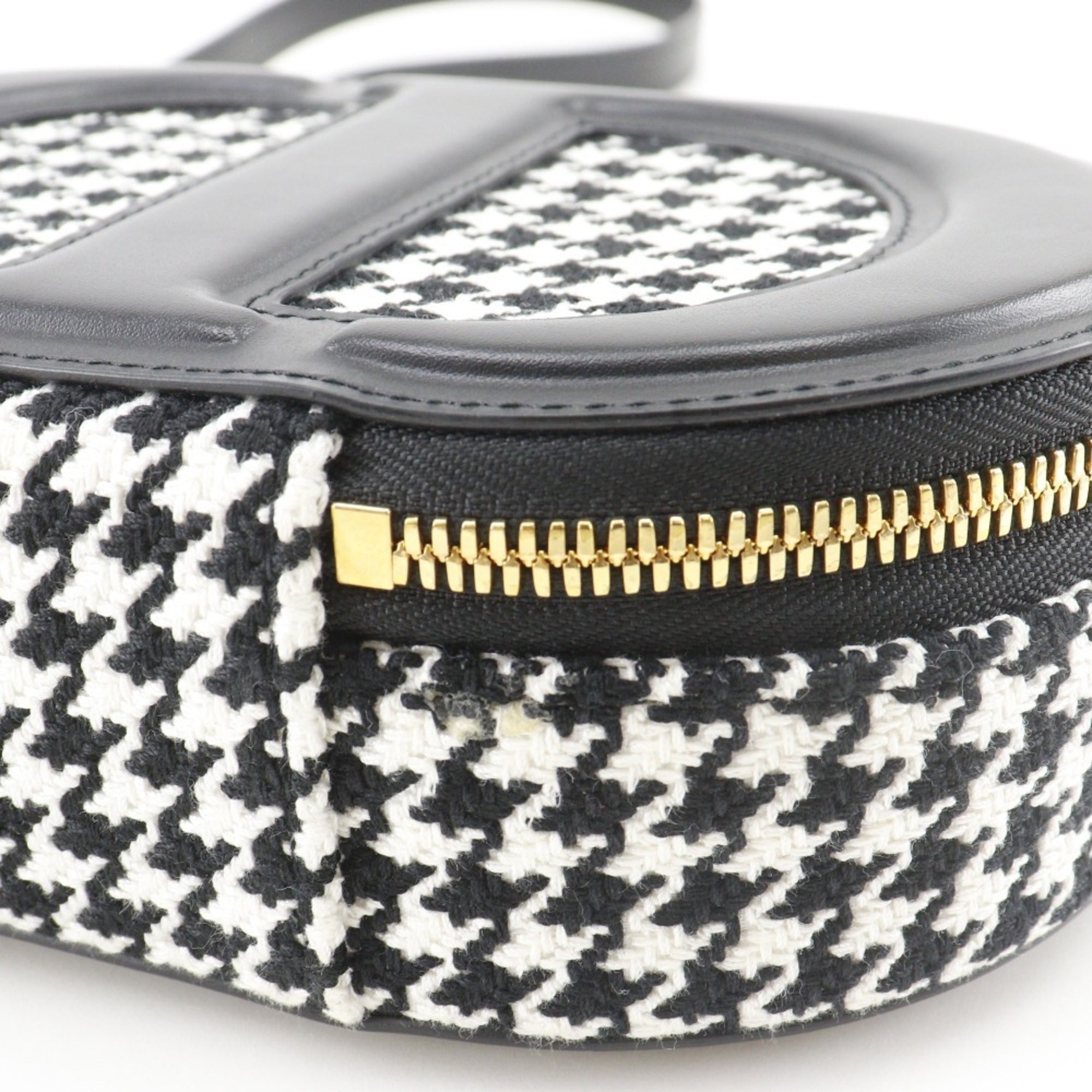 Christian Dior Black White Canvas Leather Shoulder Bag (Pre-Owned)