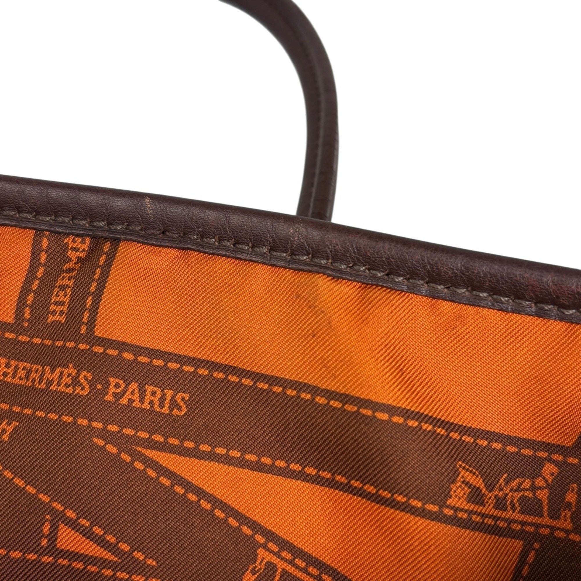 Hermes Brown Swift Leather Handbag Tote Bag (Pre-Owned)