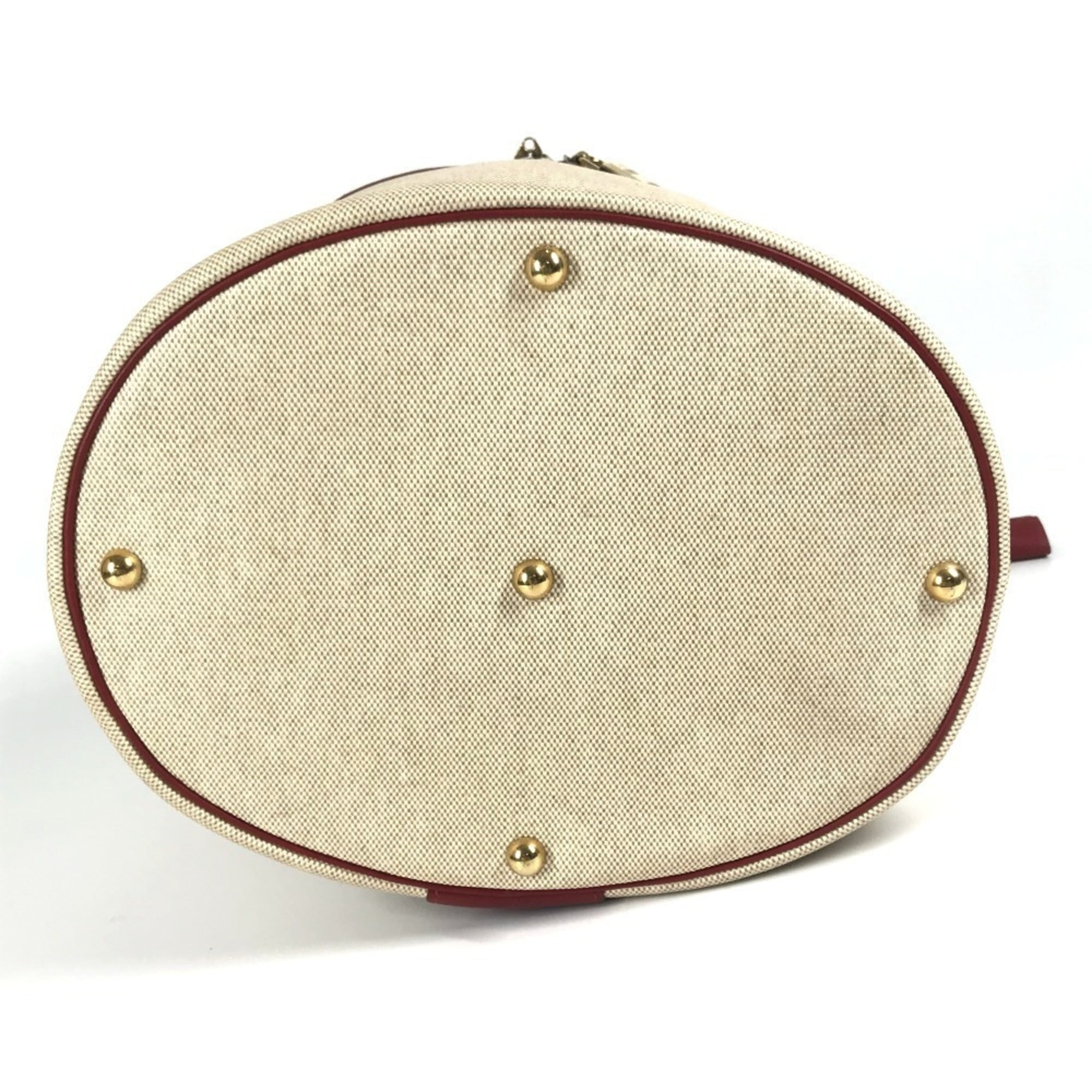 Hermes Intercity Beige Bicolor Red Color Coated Canvas Leather Handbag Vanity Bag (Pre-Owned)
