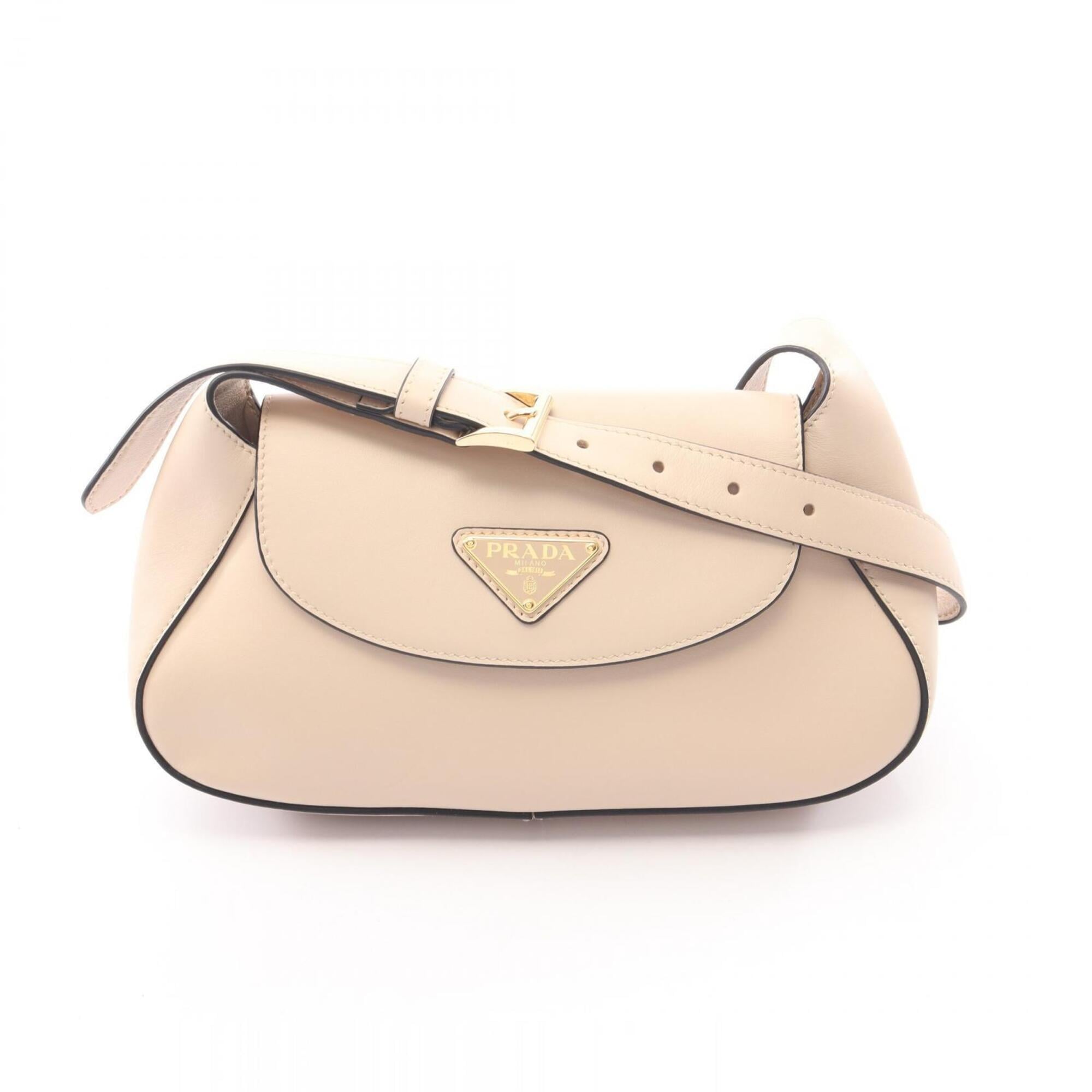 Prada Beige Leather Handbag Shoulder Bag (Pre-Owned)