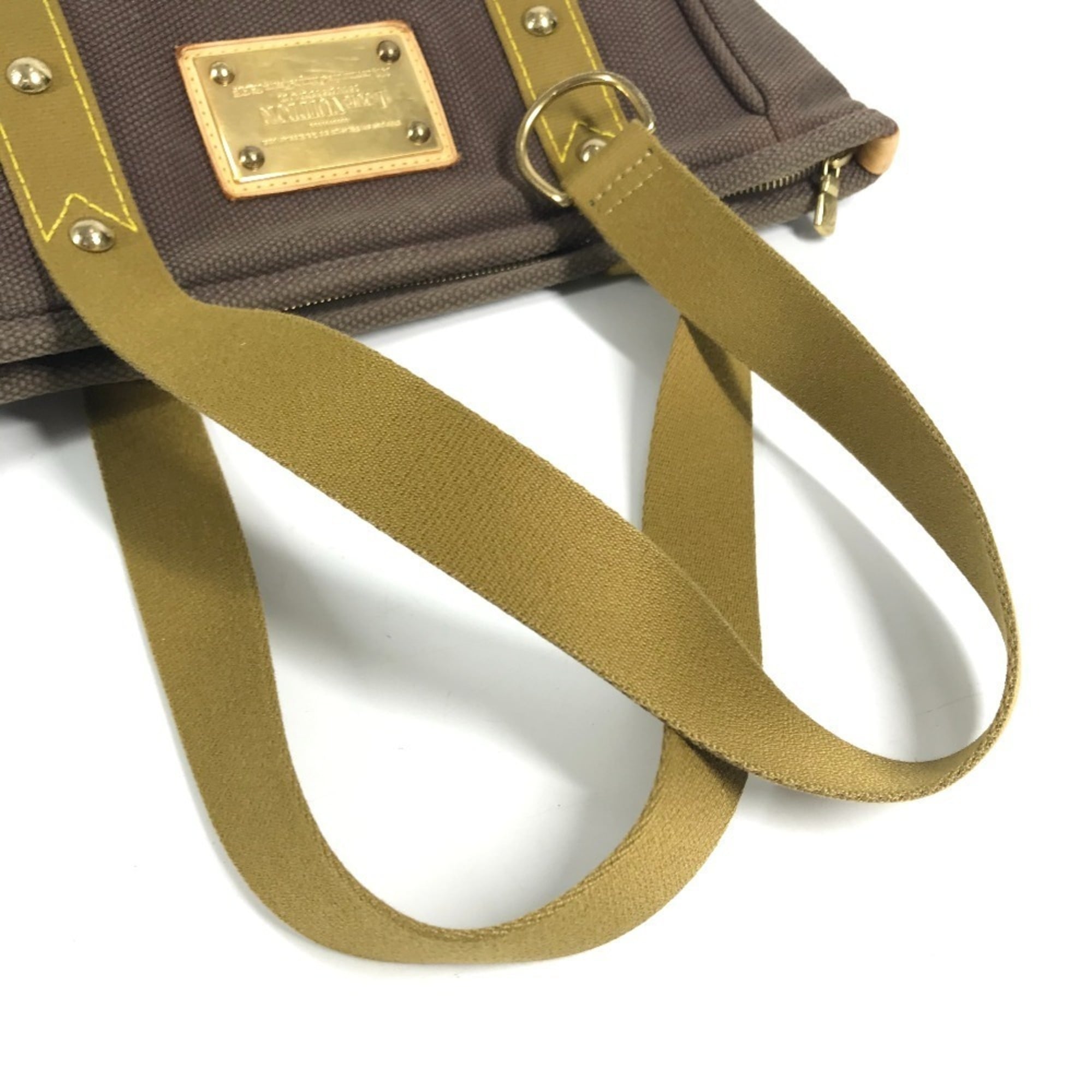 Louis Vuitton Brown Canvas Leather Shoulder Bag Tote Bag (Pre-Owned)