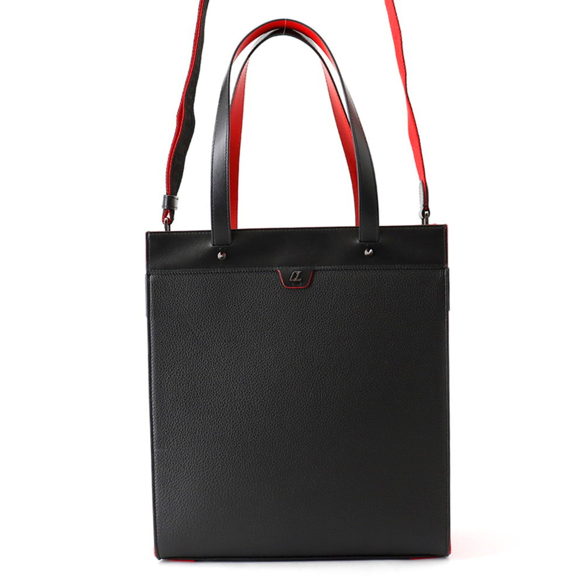 Christian Louboutin Black Red Color Leather Tote Bag (Pre-Owned)