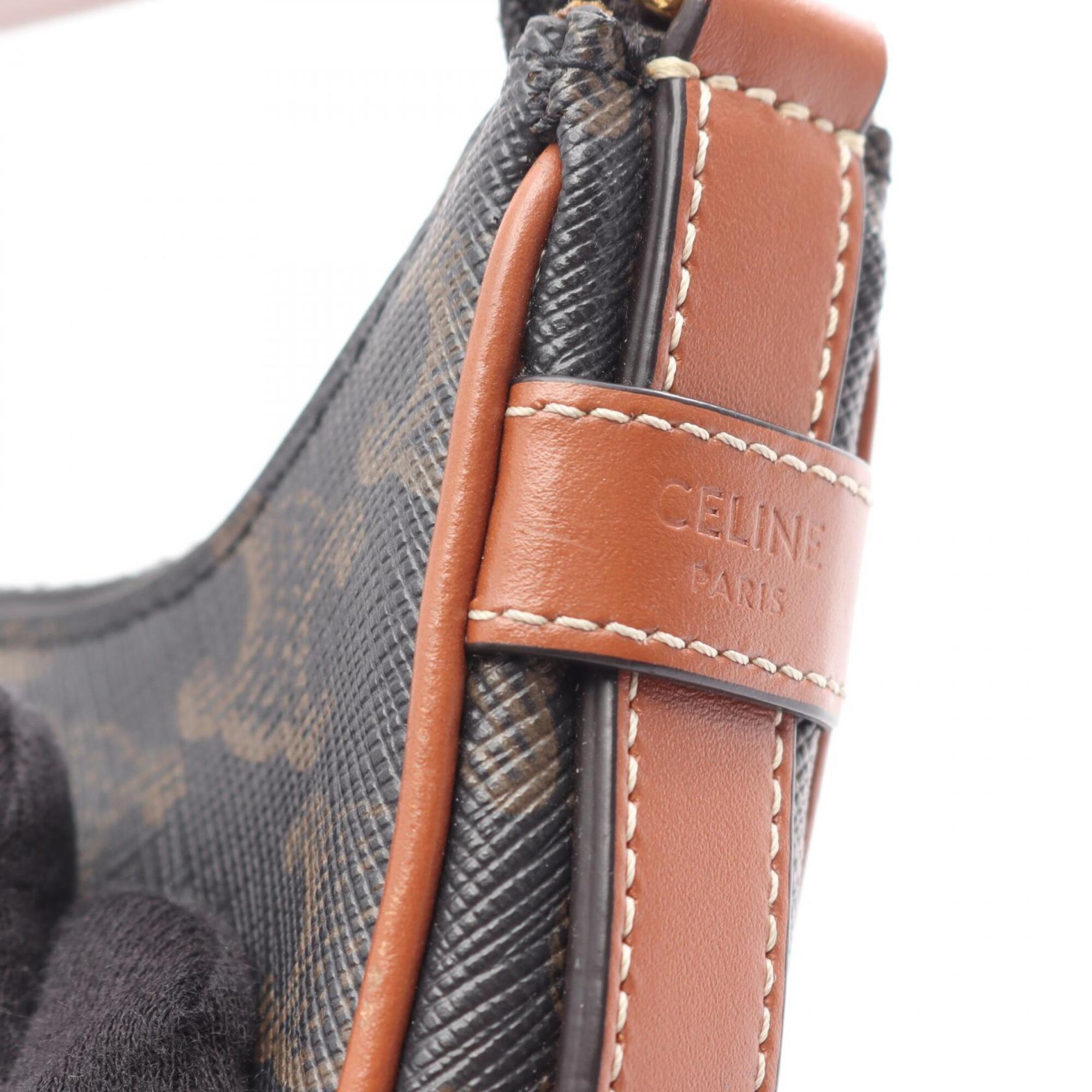 Celine Black Brown Coated Canvas Leather Handbag (Pre-Owned)