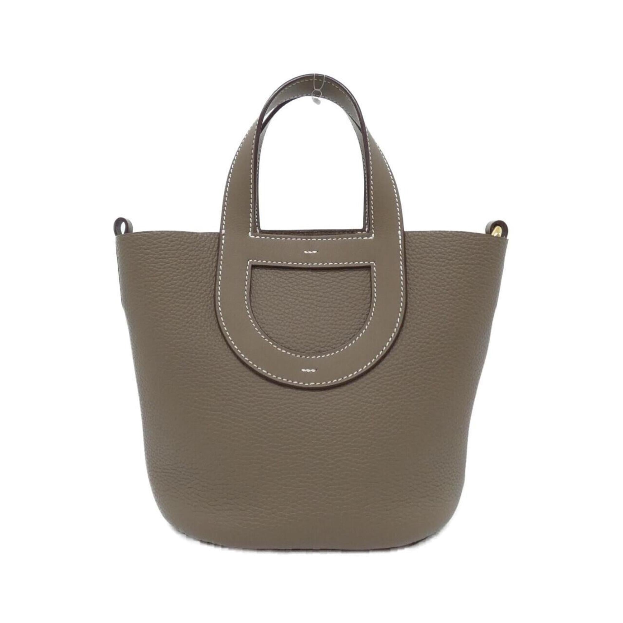 Hermes Etoupe Gray Taurillon Clemence Leather Swift Leather Handbag (Pre-Owned)