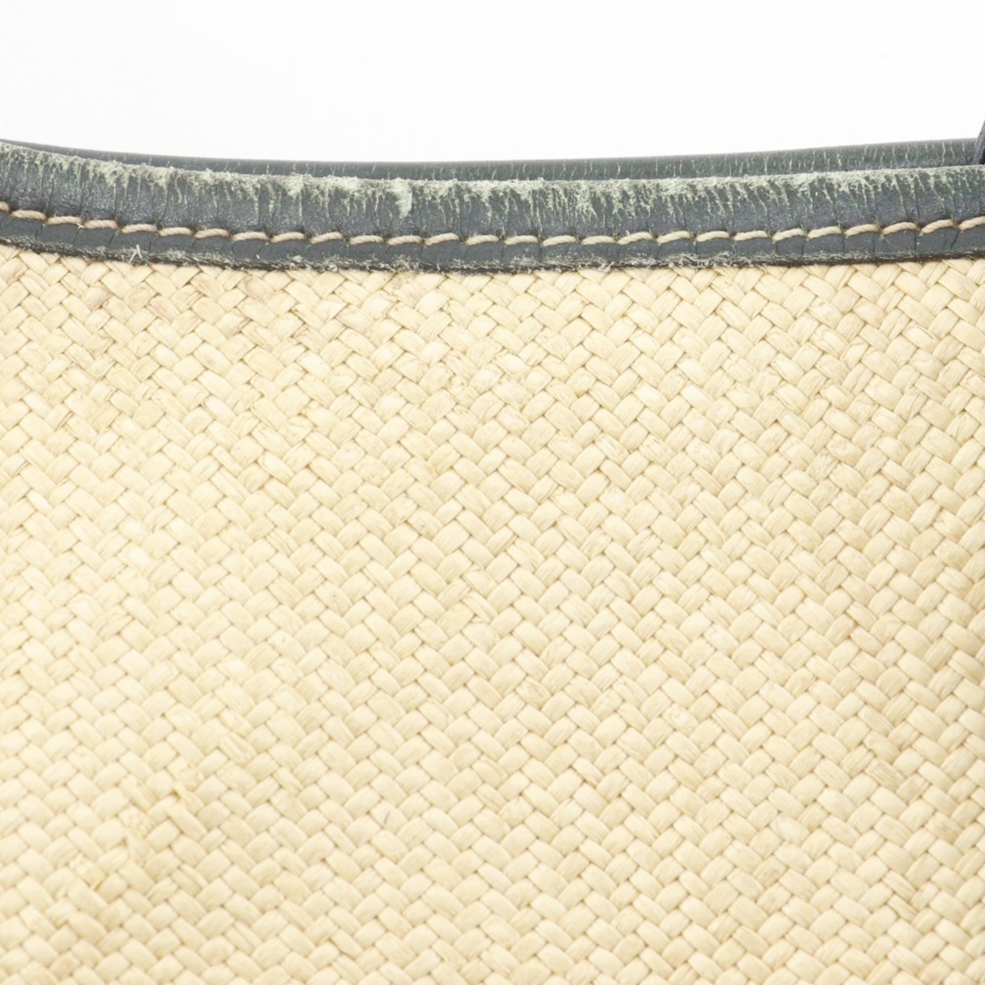 Hermes Beige Green Straw Shoulder Bag (Pre-Owned)