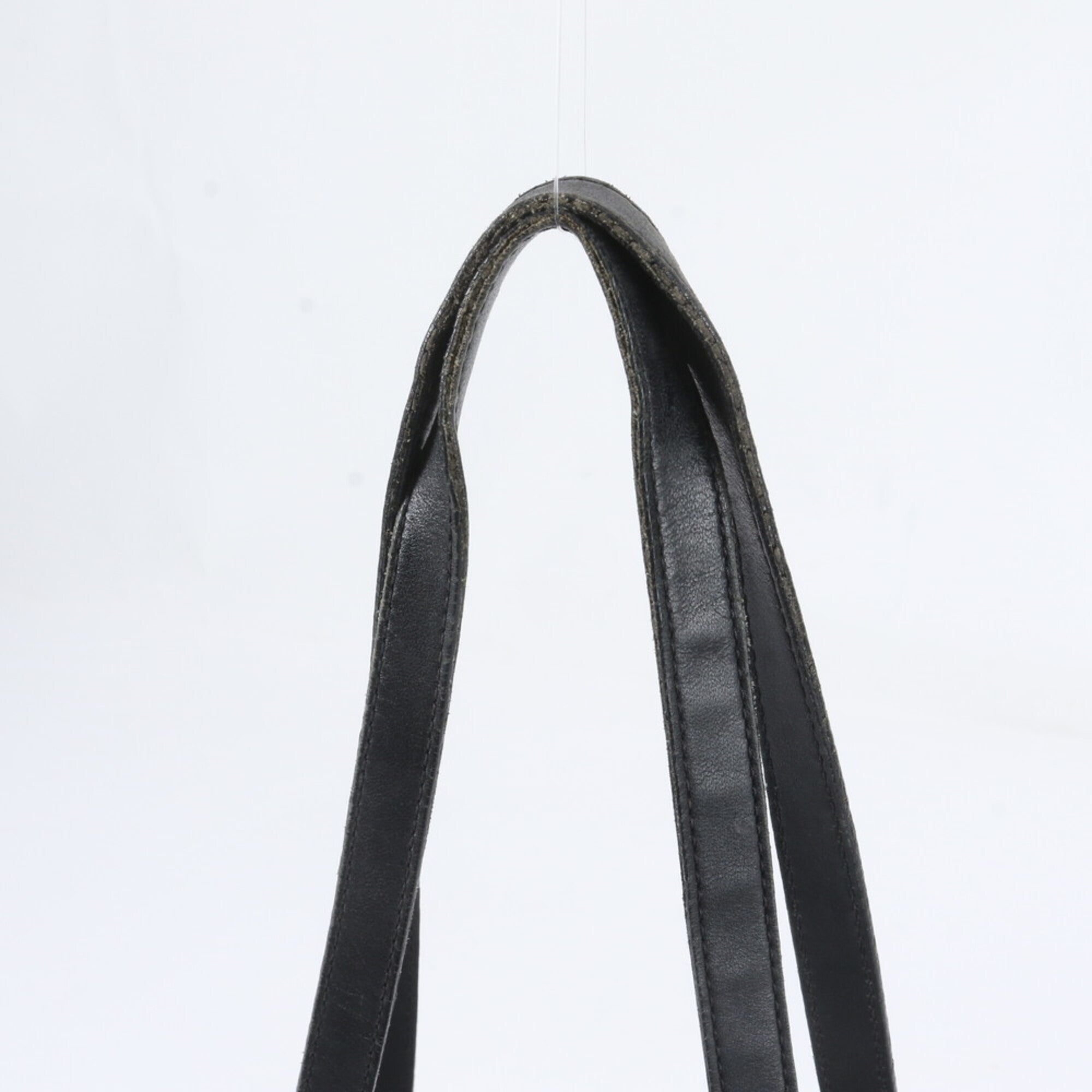 Salvatore Ferragamo Black Leather Canvas Shoulder Bag Tote Bag (Pre-Owned)