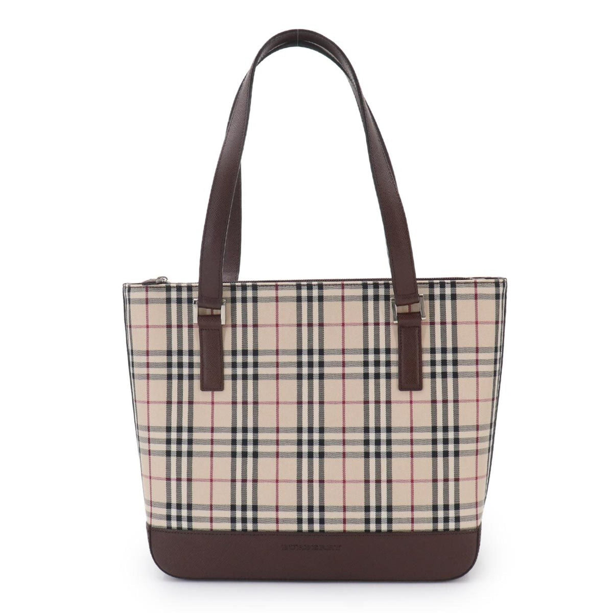 Burberry Beige Brown Canvas Leather Handbag Tote Bag (Pre-Owned)