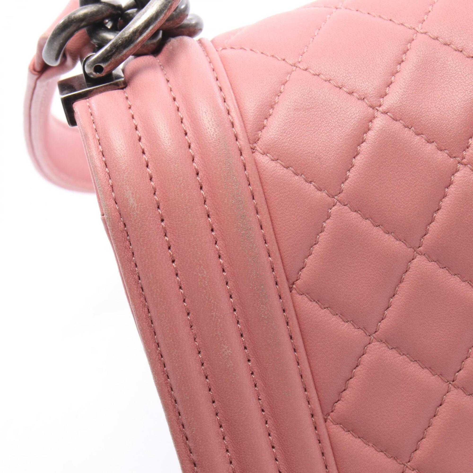 Chanel Boy Chanel Pink Leather Handbag Shoulder Bag (Pre-Owned)