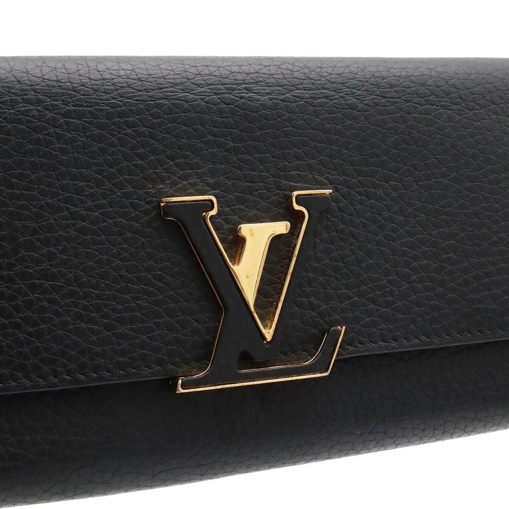 Louis Vuitton Black Fuchsia Noir Leather Long Wallet (Bi-Fold) (Pre-Owned)