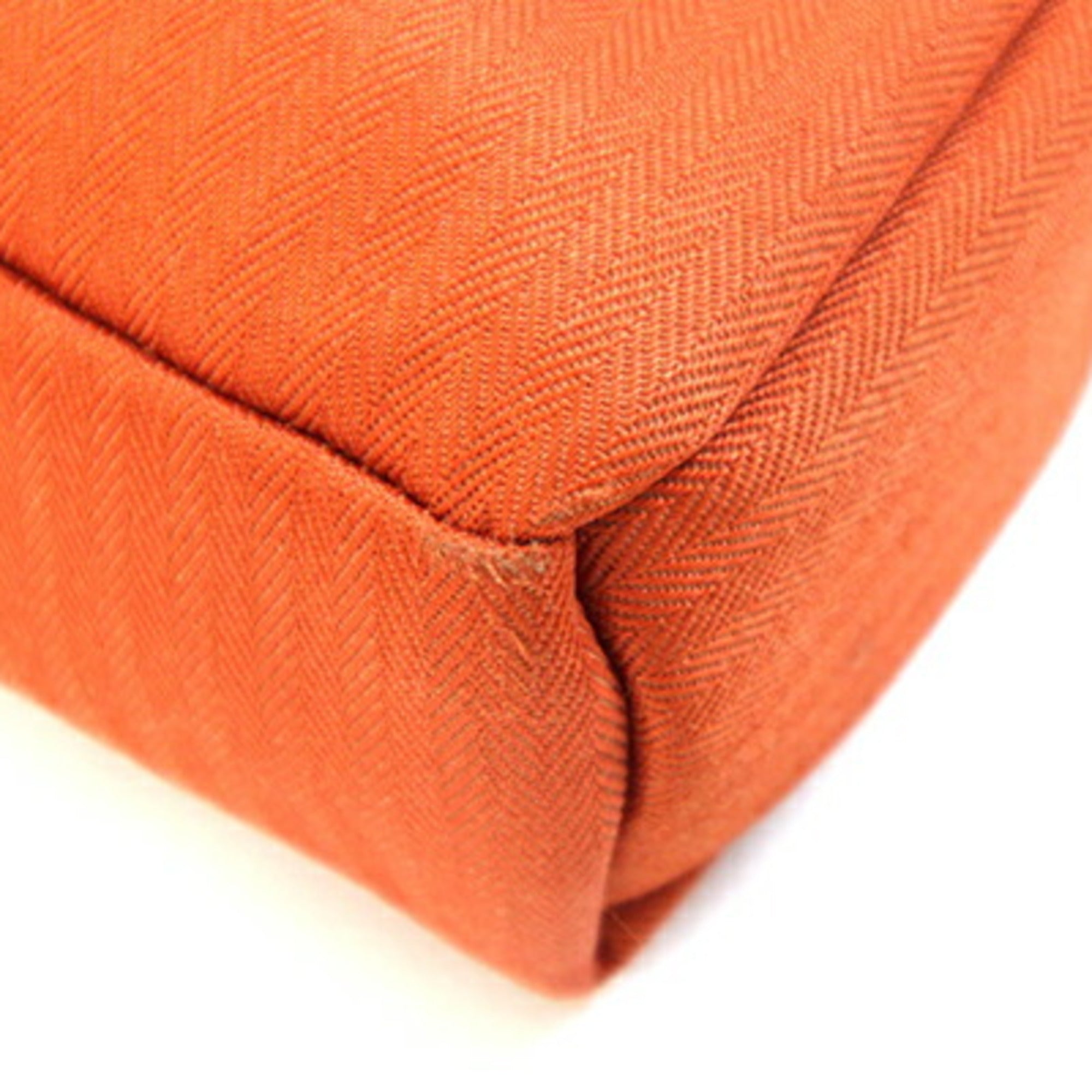 Hermes Acapulco Orange Toile Chevron Leather Shoulder Bag (Pre-Owned)