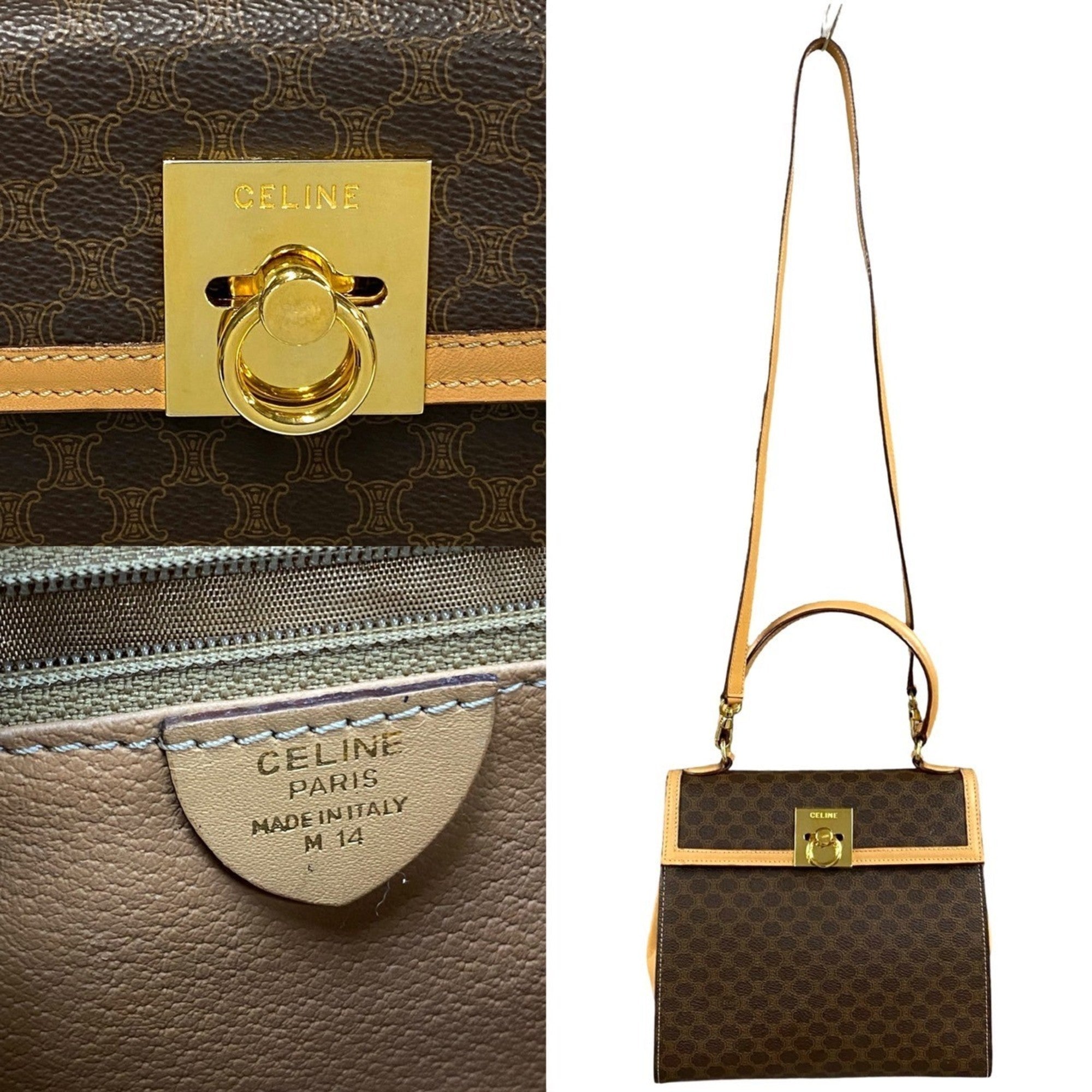 Celine Brown Leather Pvc Handbag Shoulder Bag (Pre-Owned)