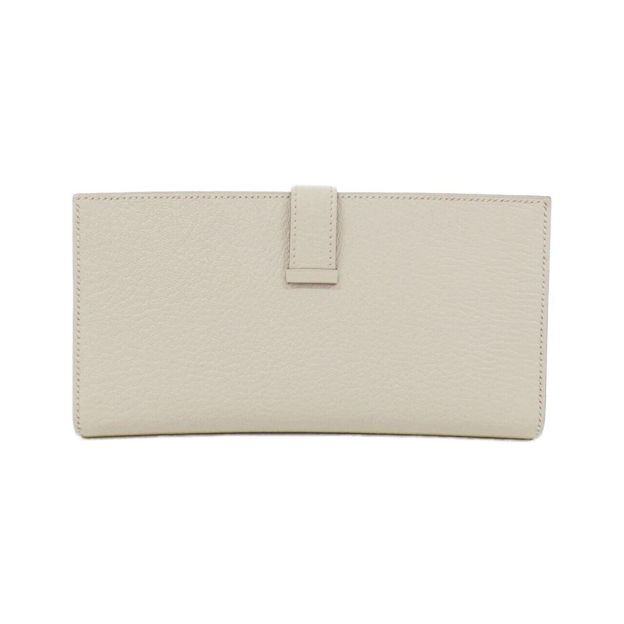 Hermes White Chevre Leather Long Wallet (Bi-Fold) (Pre-Owned)